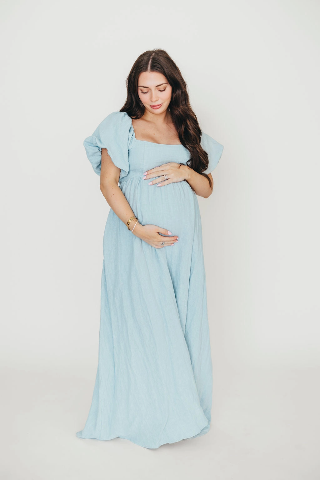 Street-Style Capsule-Wardrobe Candace Maxi Dress in Light Blue
