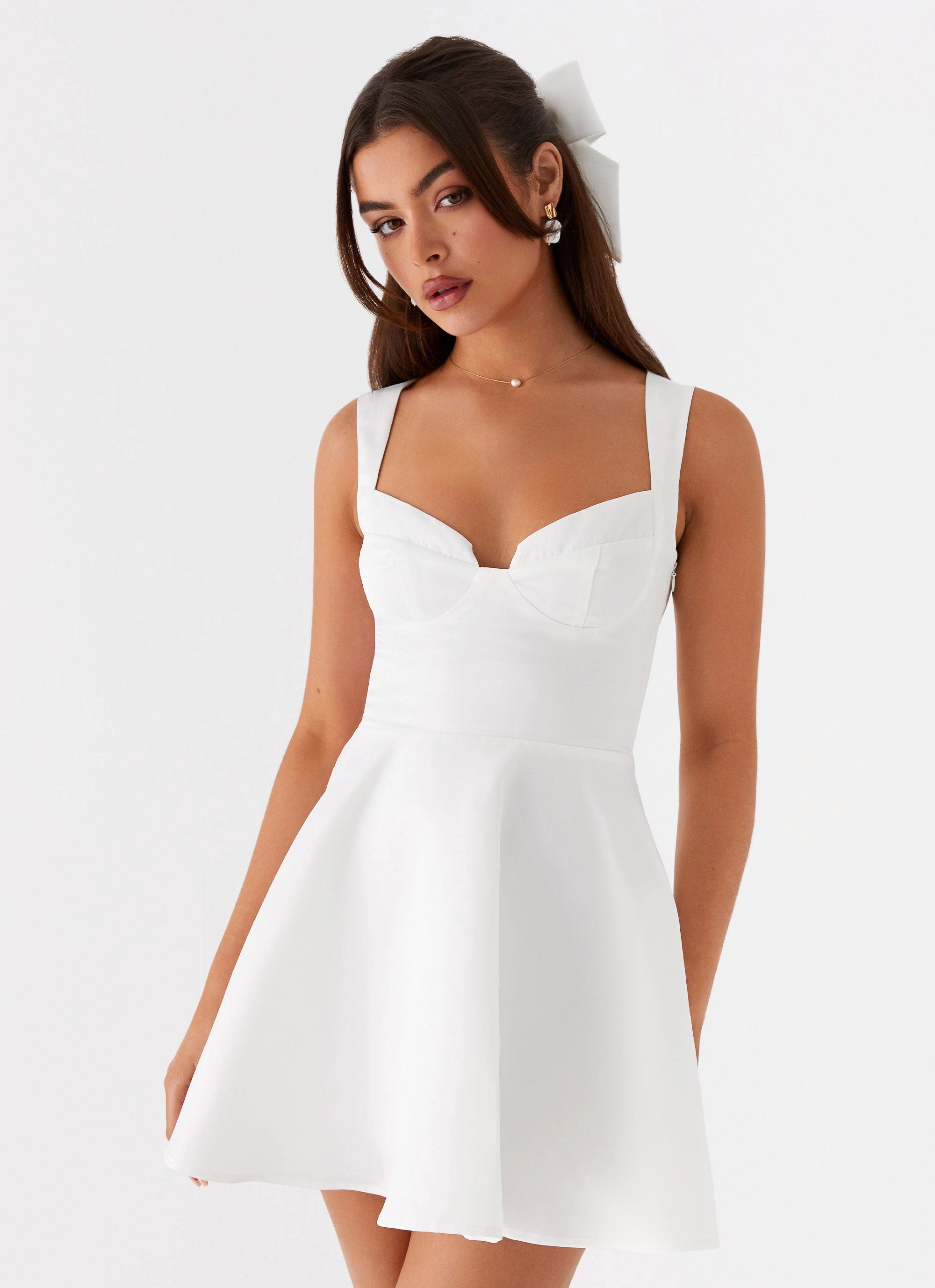 Candice Mini Dress - White Sheer Panel Romantic Vibes