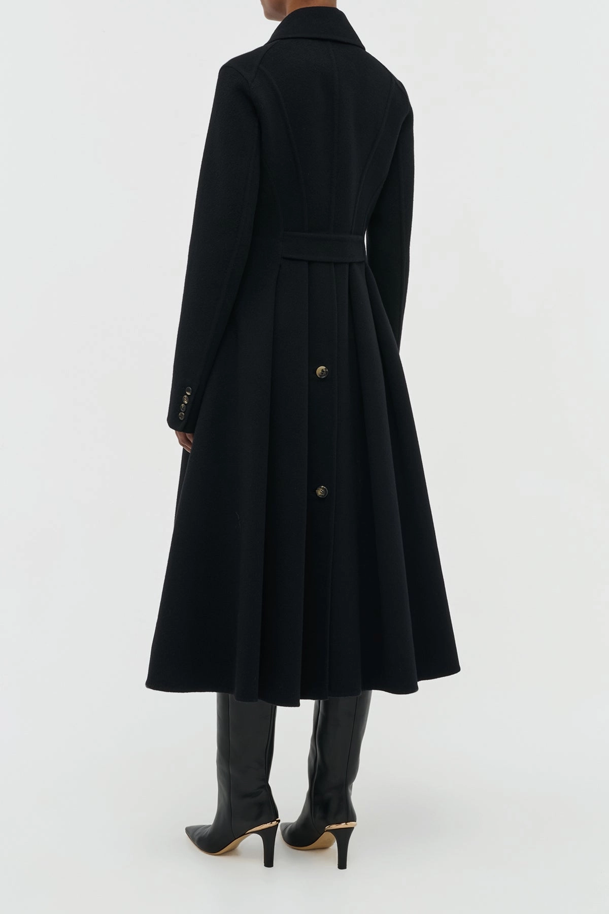 Cantwell Coat in Black Double-Face Recycled Cashmere Thick Insulation
