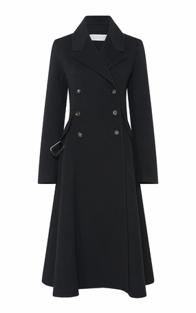 Flat Lock Stitching WaterRepellent Finish Cantwell Coat in Black Double-Face Recycled Cashmere