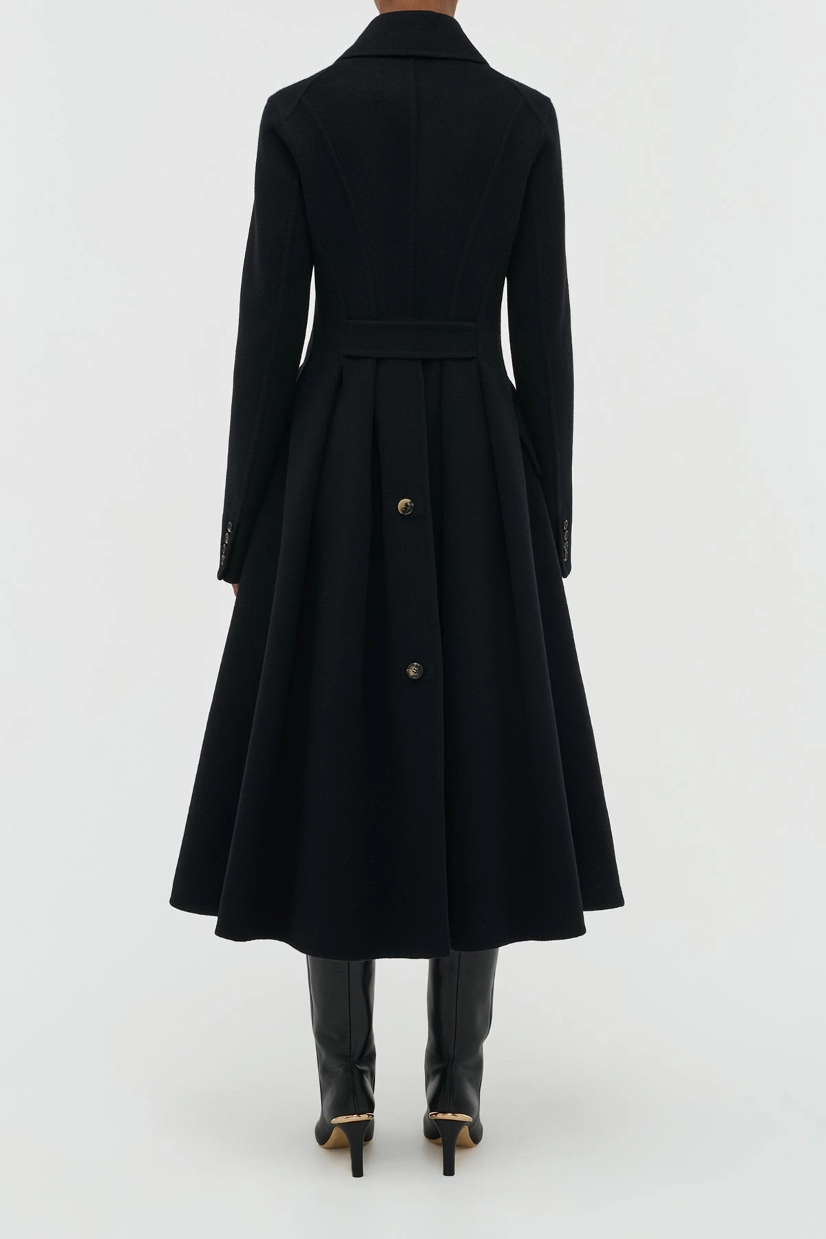 Headphone Hole Cantwell Coat in Black Double-Face Recycled Cashmere