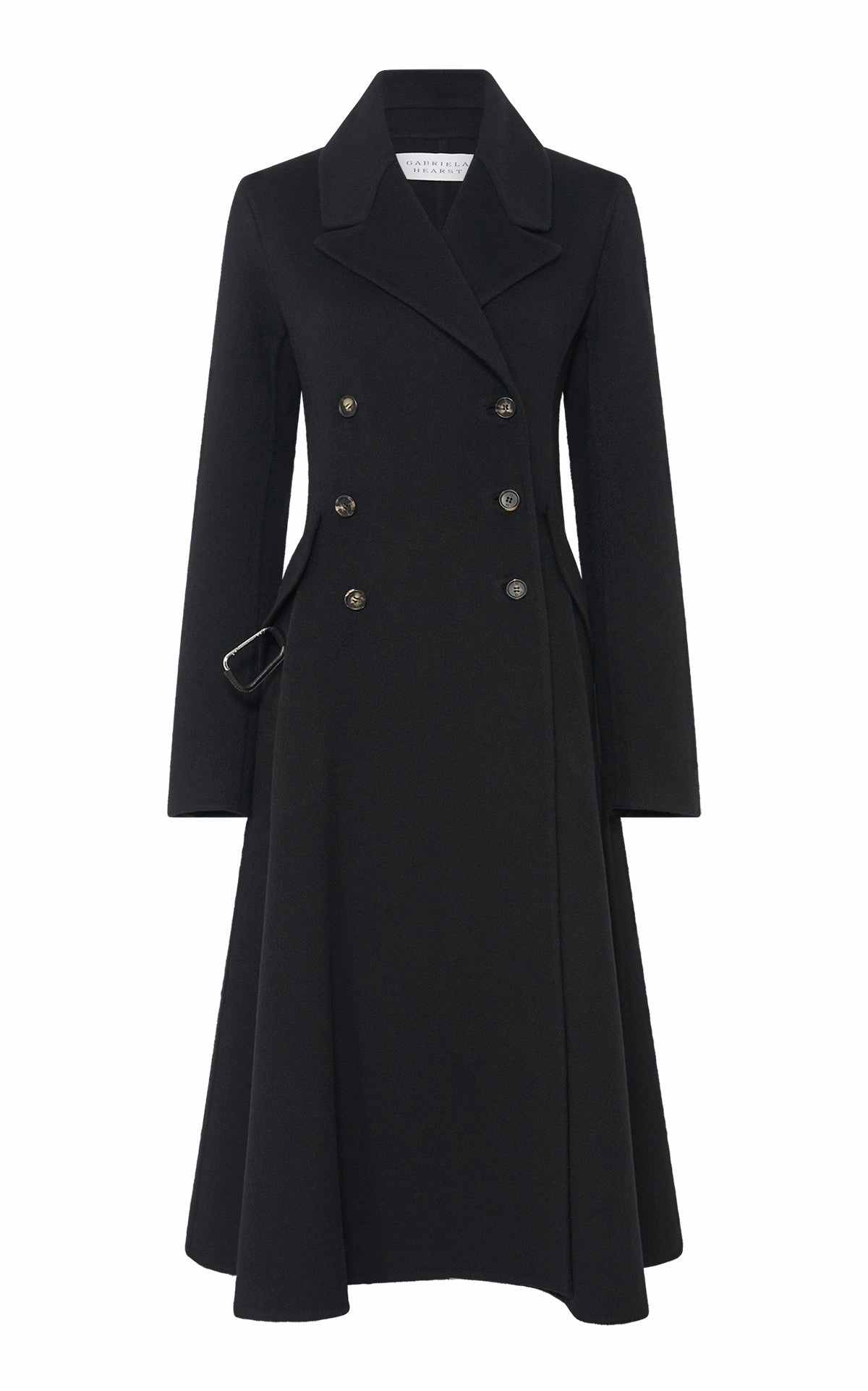 Flat Lock Stitching WaterRepellent Finish Cantwell Coat in Black Double-Face Recycled Cashmere