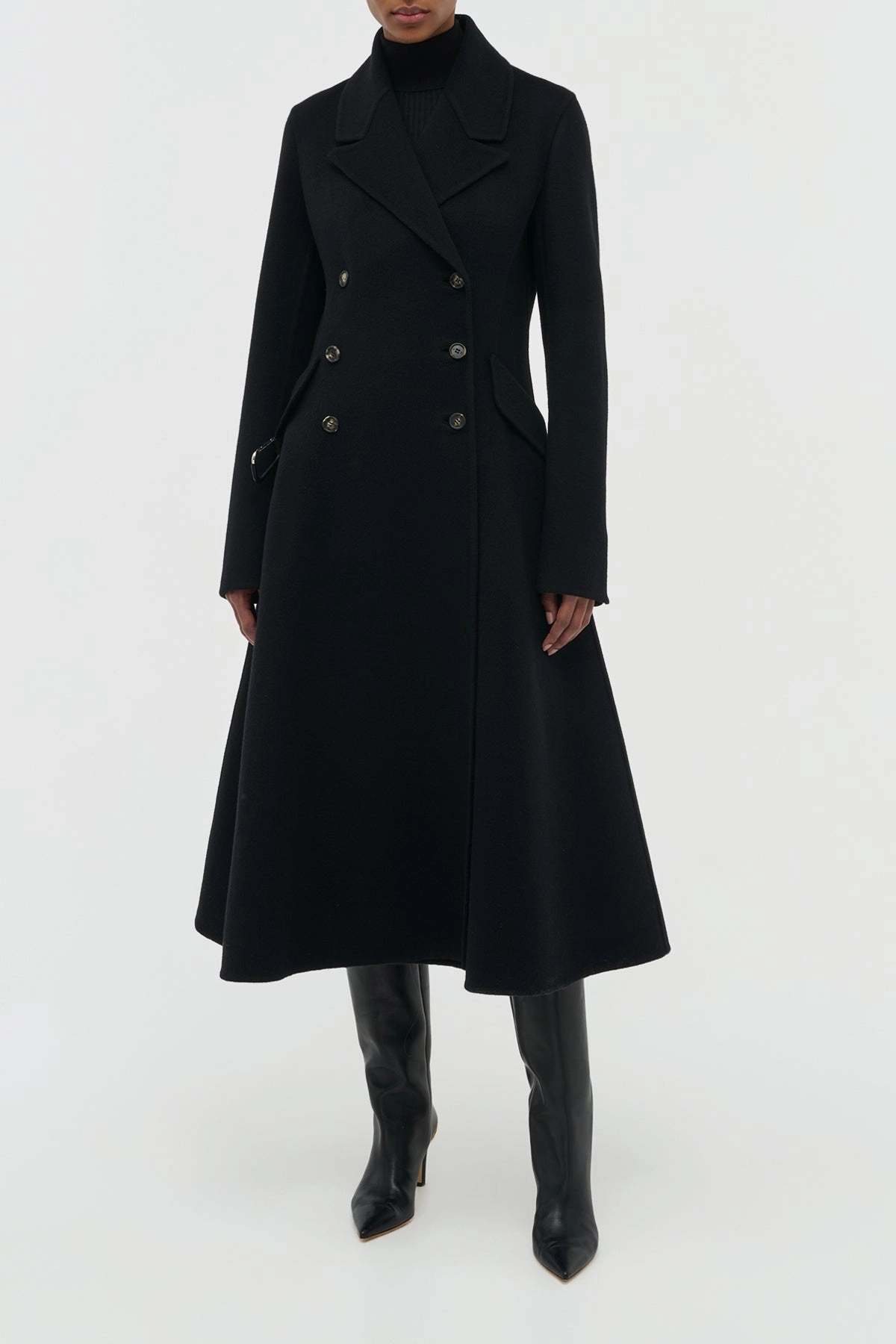 Cantwell Coat in Black Double-Face Recycled Cashmere Multi Purpose Layer