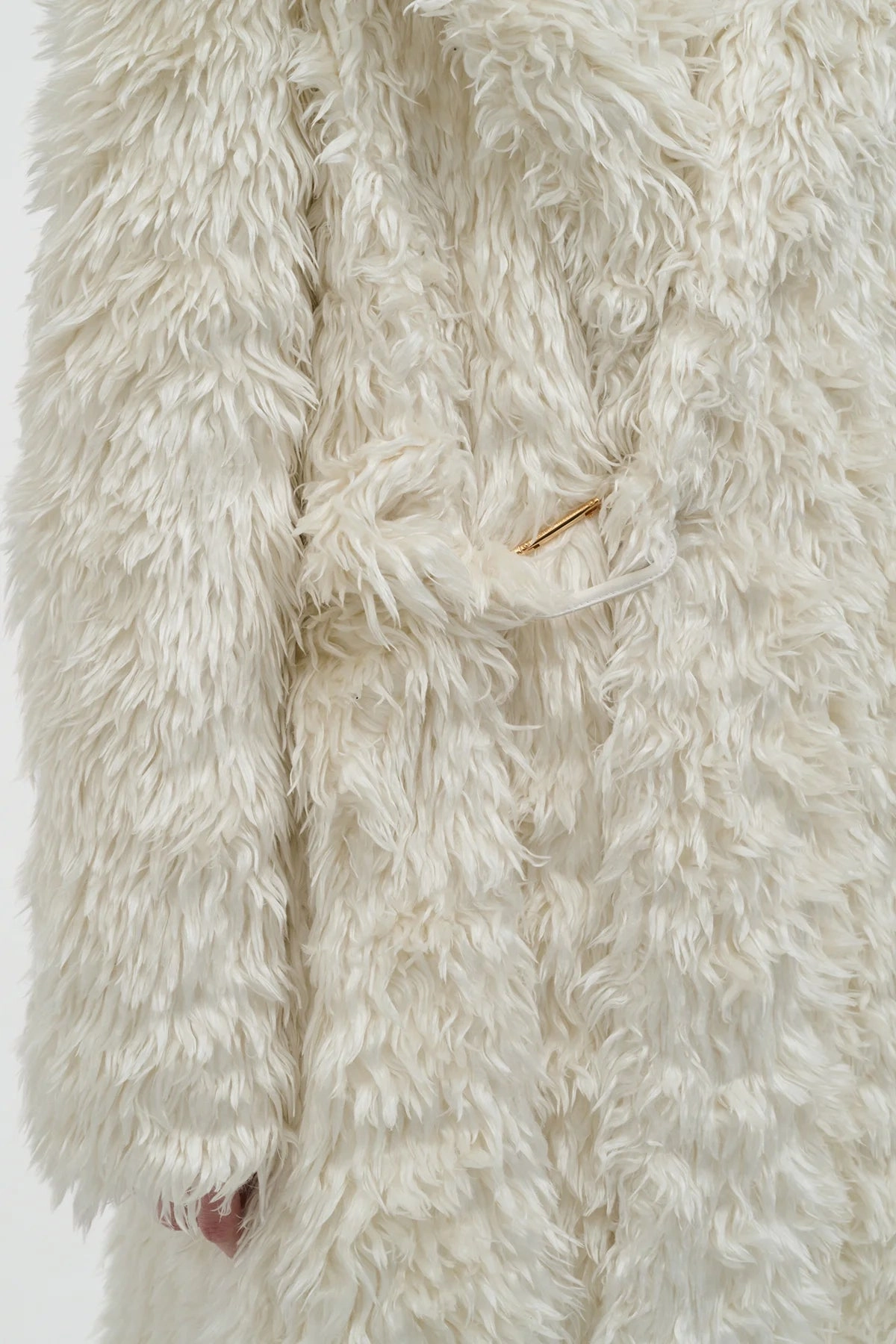 Cantwell Coat in Ivory Silk Fur Temperature Regulating Lining Weatherproof Technology