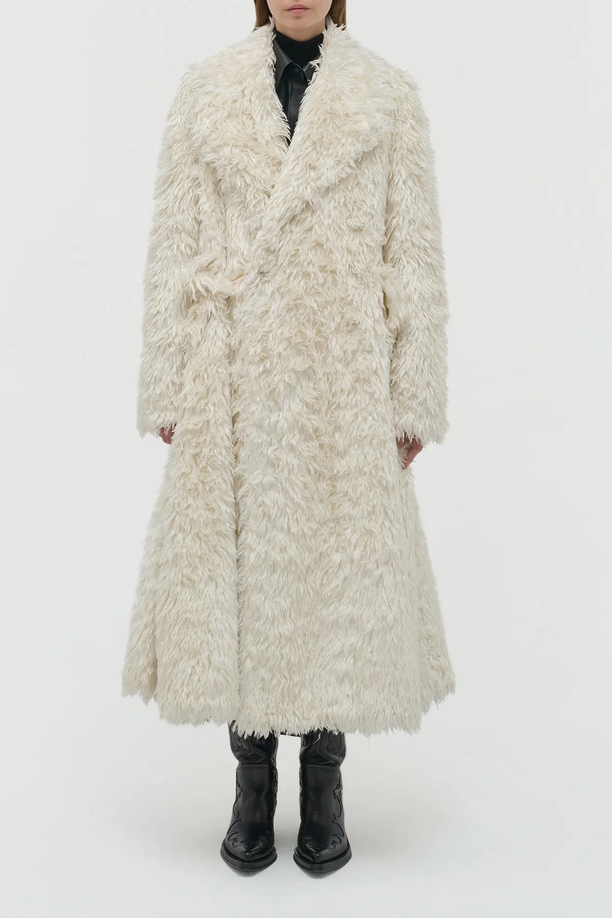 Cantwell Coat in Ivory Silk Fur Recycled Polyester
