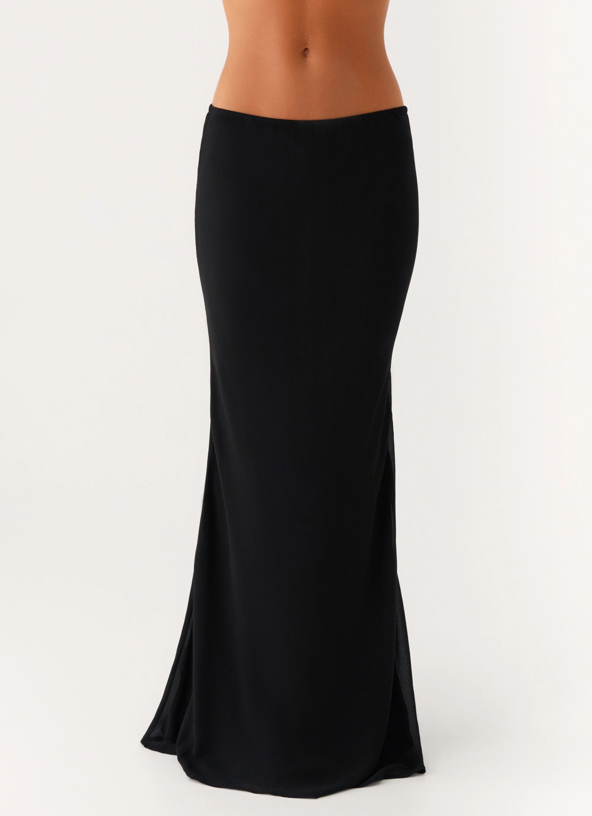 Quick Wear Relaxed Vibe Canyon Chiffon Maxi Skirt - Black