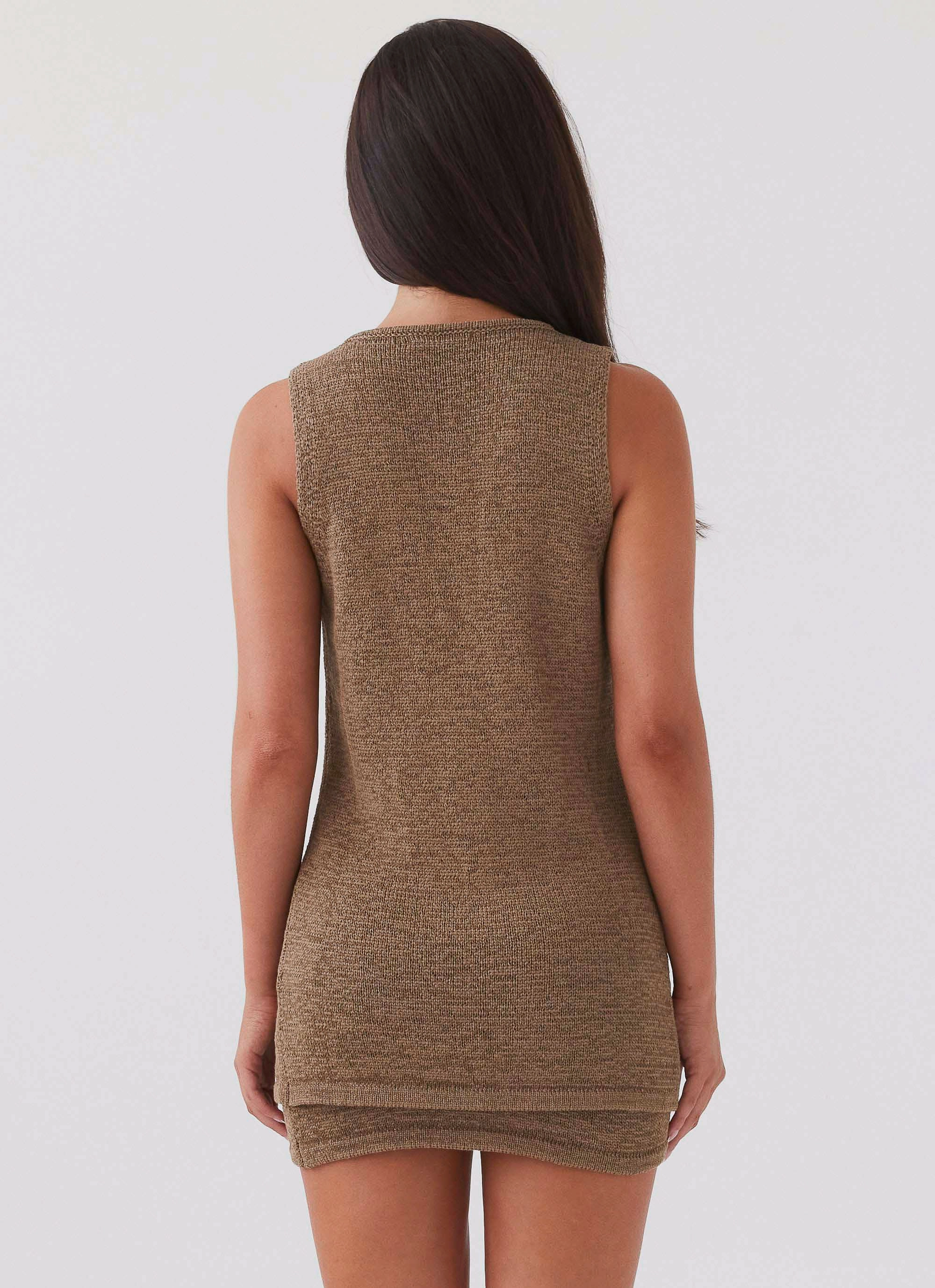 Recycled Material Blend airborne Capri Glow Knit Top - Khaki