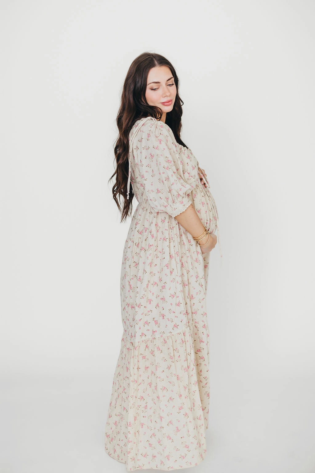 Relax Flex Modest Cut Cara 100% Cotton Maxi Dress in Pink/Brown Floral *Final-Sale*