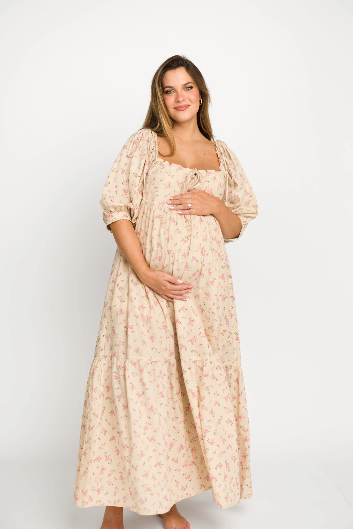 Dream Look Cara 100% Cotton Maxi Dress in Pink/Brown Floral *Final-Sale*