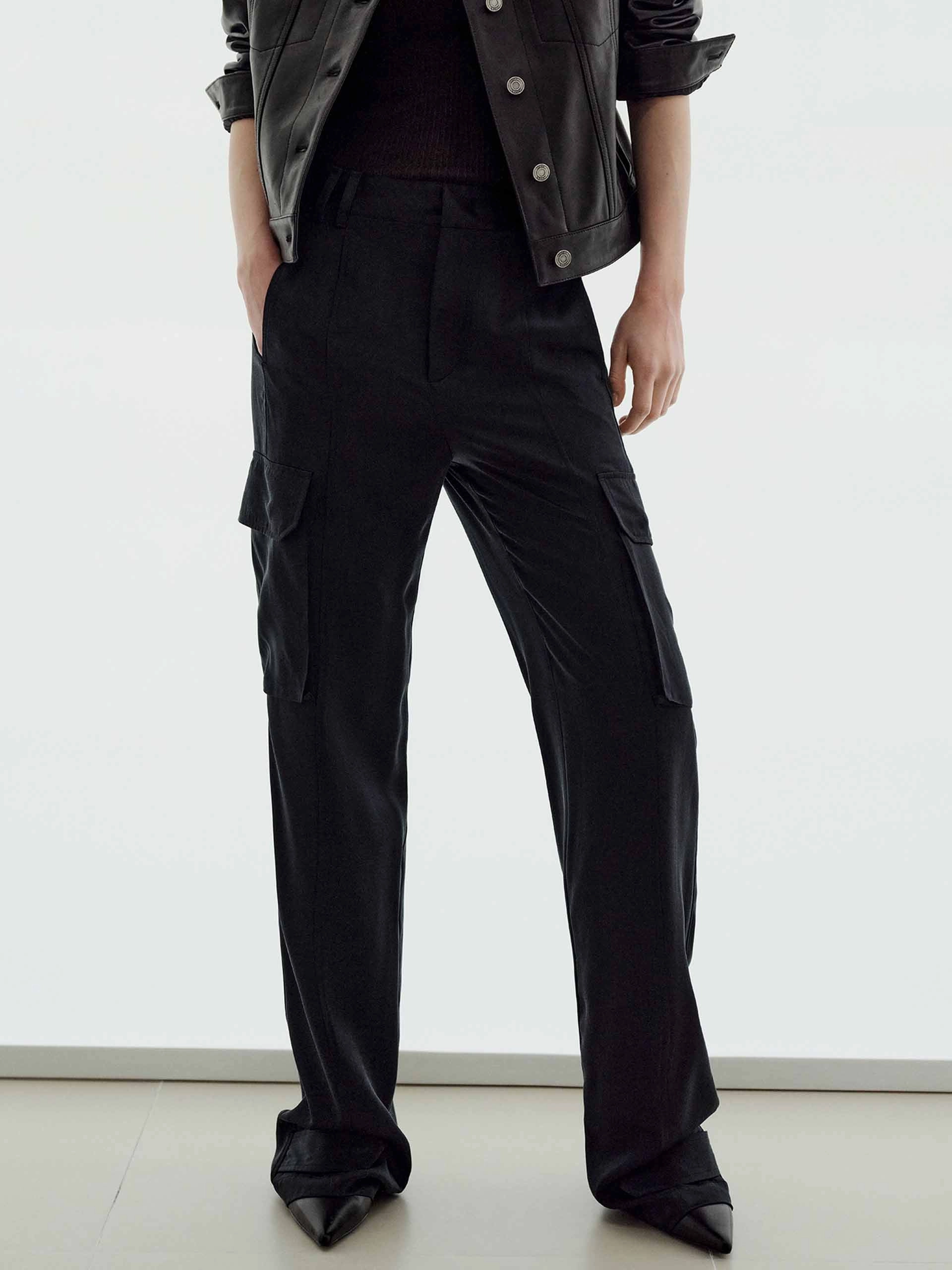 Cargo Style Silk Trousers Light Coverage