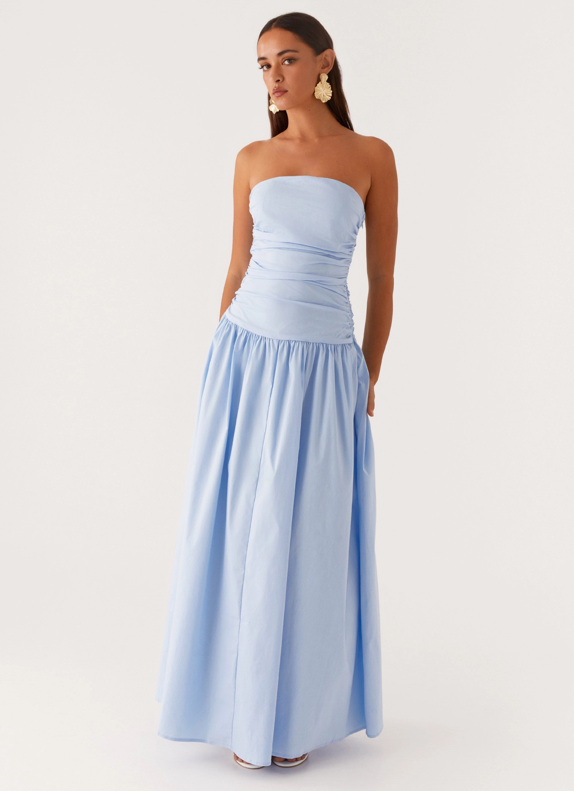 Sleek Look Layered Form Carmel Maxi Dress - Blue
