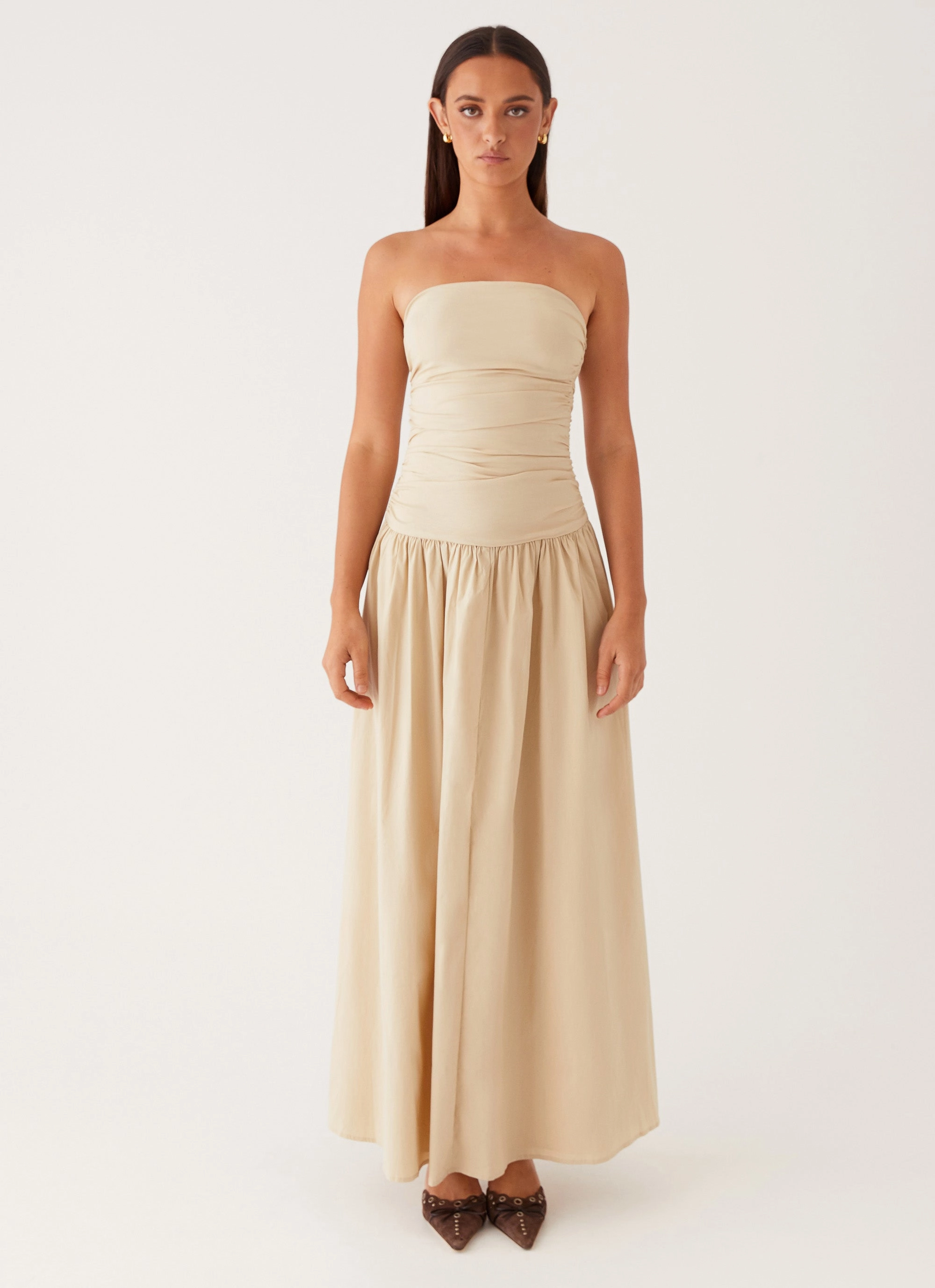 Carmel Maxi Dress - Ivory WrinkleResistantFinish