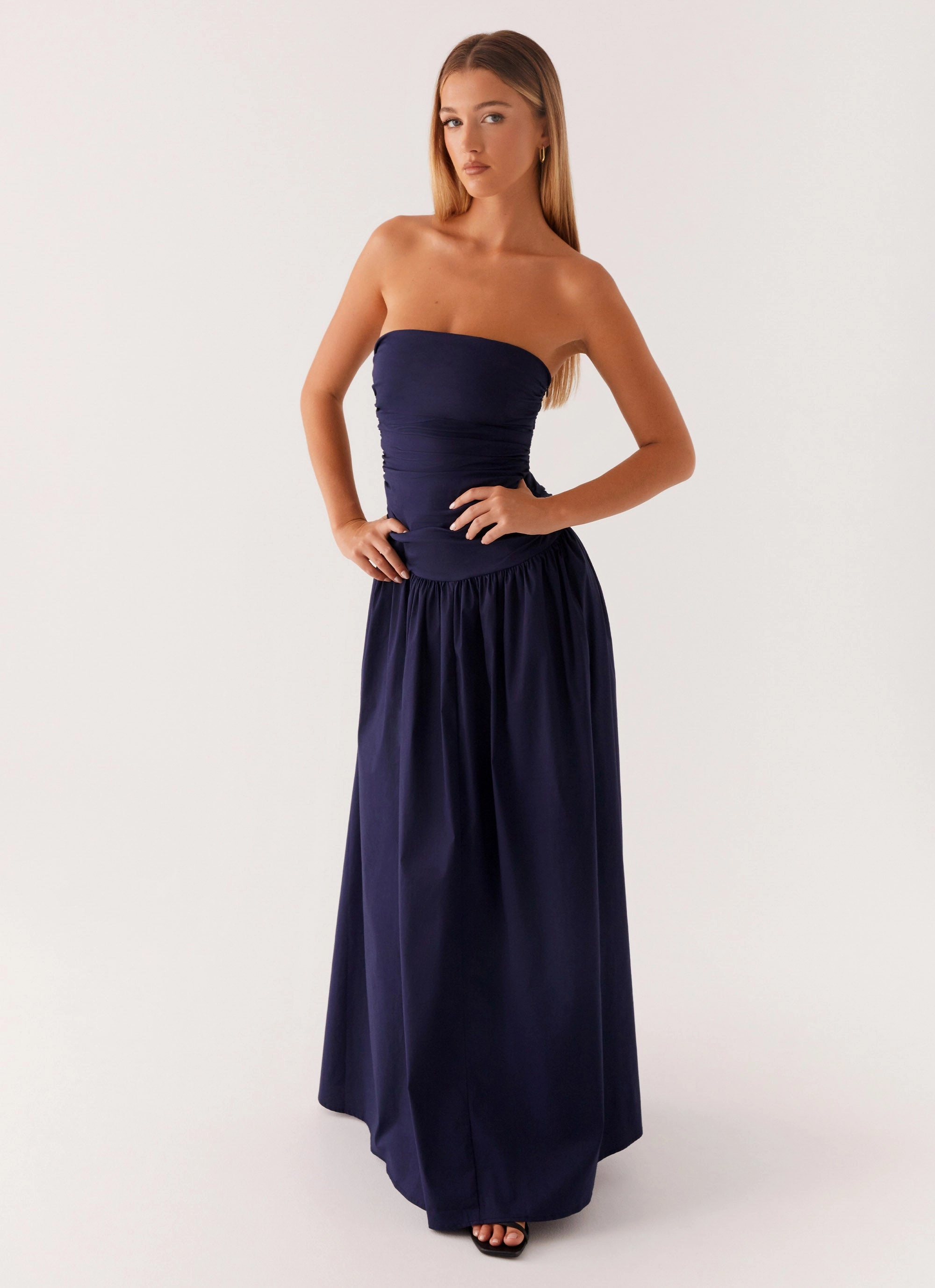 Flattering Waist Fit Flattering Lines Carmel Maxi Dress - Navy