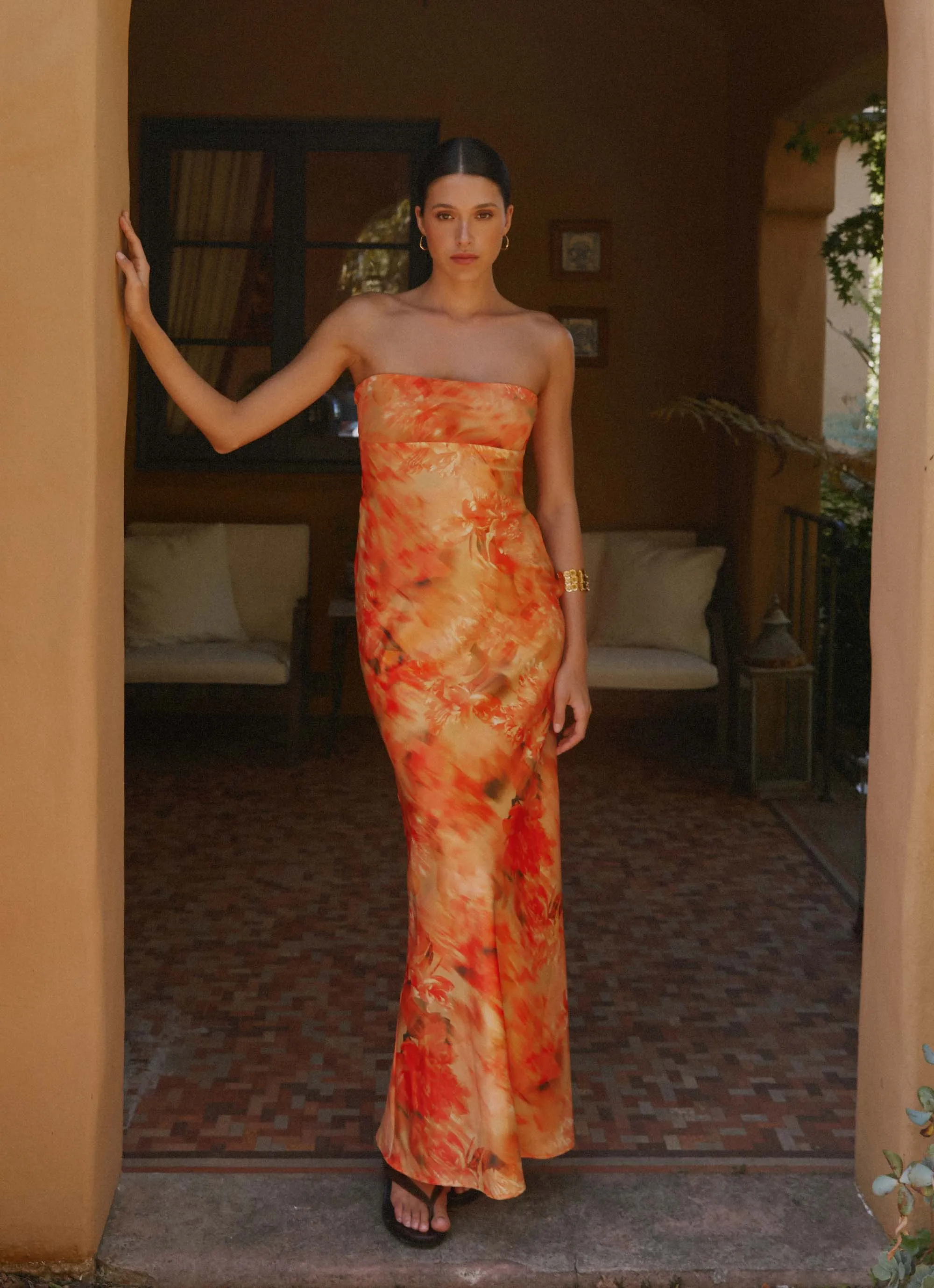 Formal Aura Carmen Maxi Dress - Sunset Floral