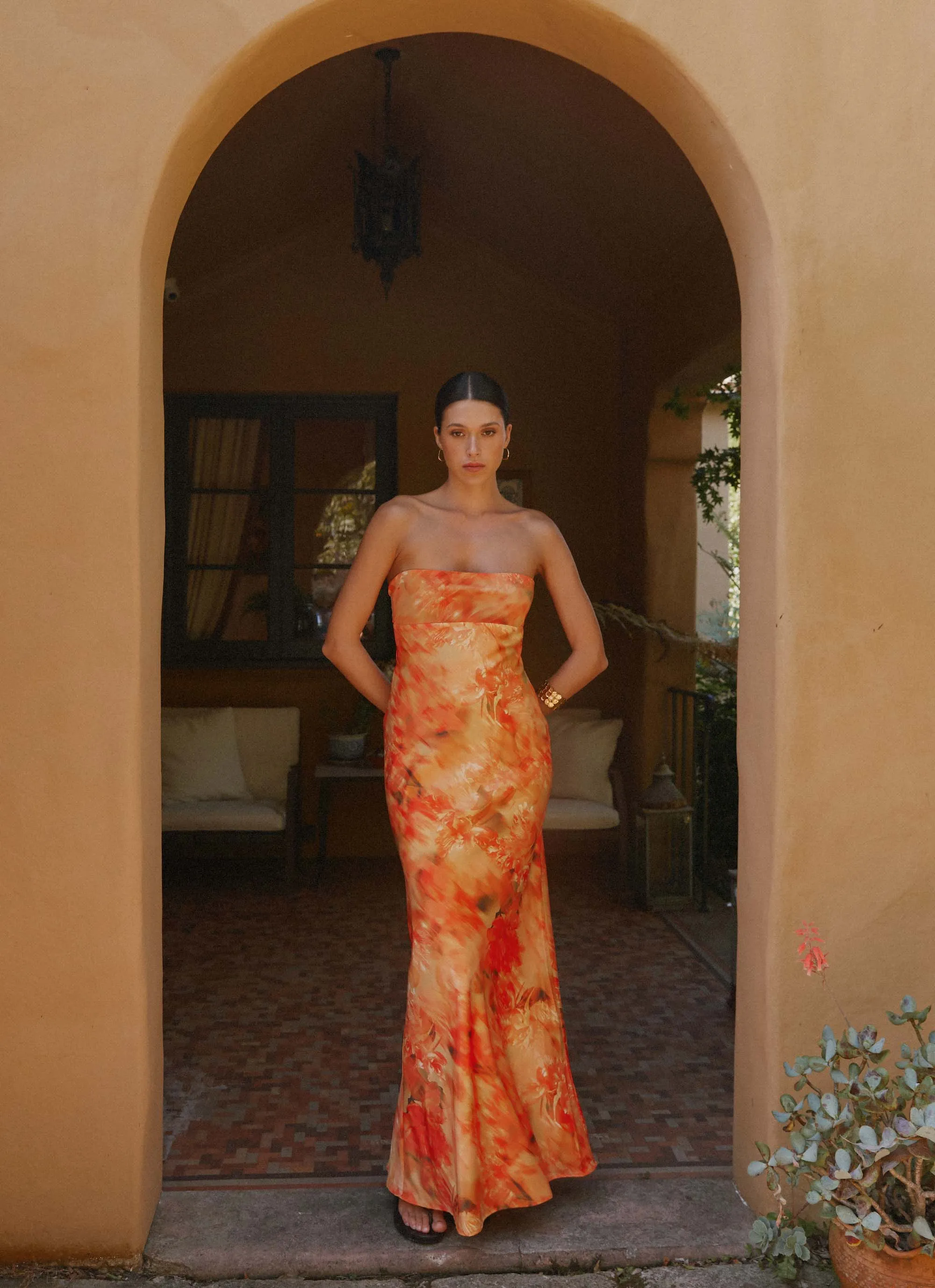 Carmen Maxi Dress - Sunset Floral Smart Tailoring Date Ready