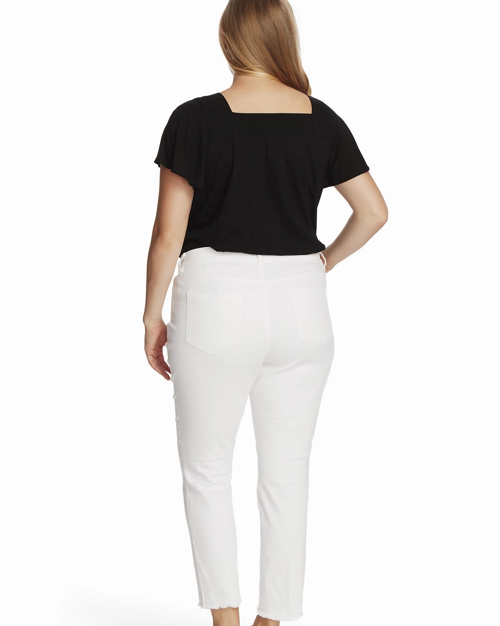 Cassie Frayed Hem Ankle Jean | ULTRA WHITE Premium Professional Wear Unisex Wear