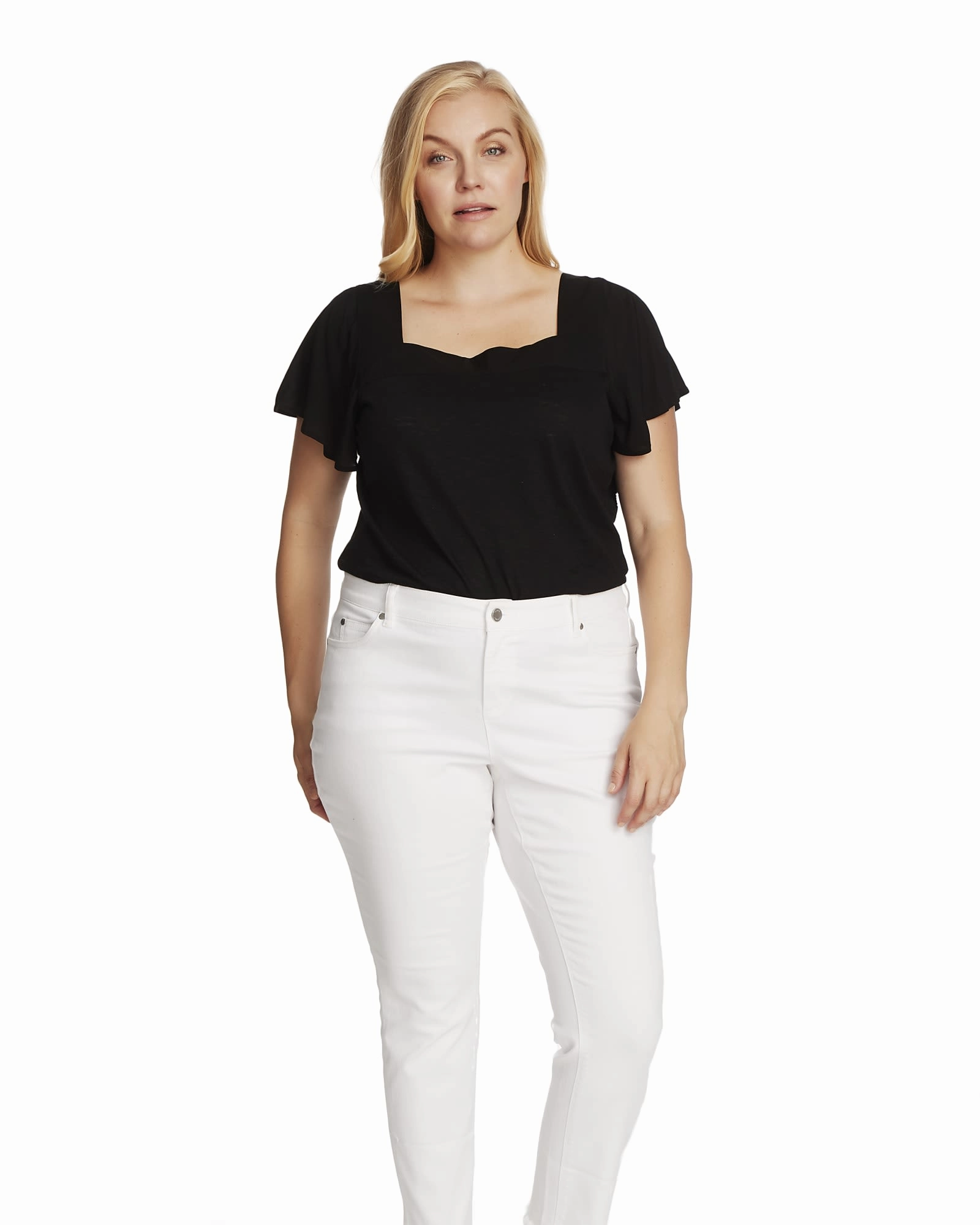 Sleek Waist Design Cassie Frayed Hem Ankle Jean | ULTRA WHITE