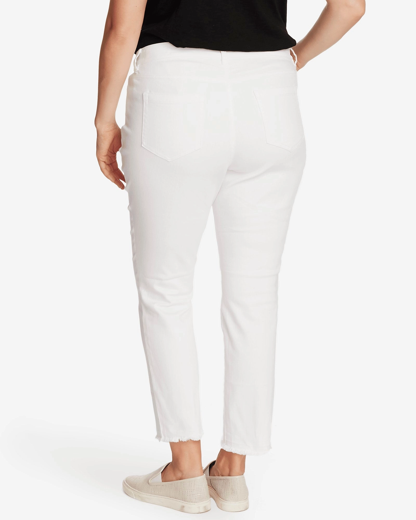 Cassie Frayed Hem Ankle Jean | ULTRA WHITE Stylish Cut
