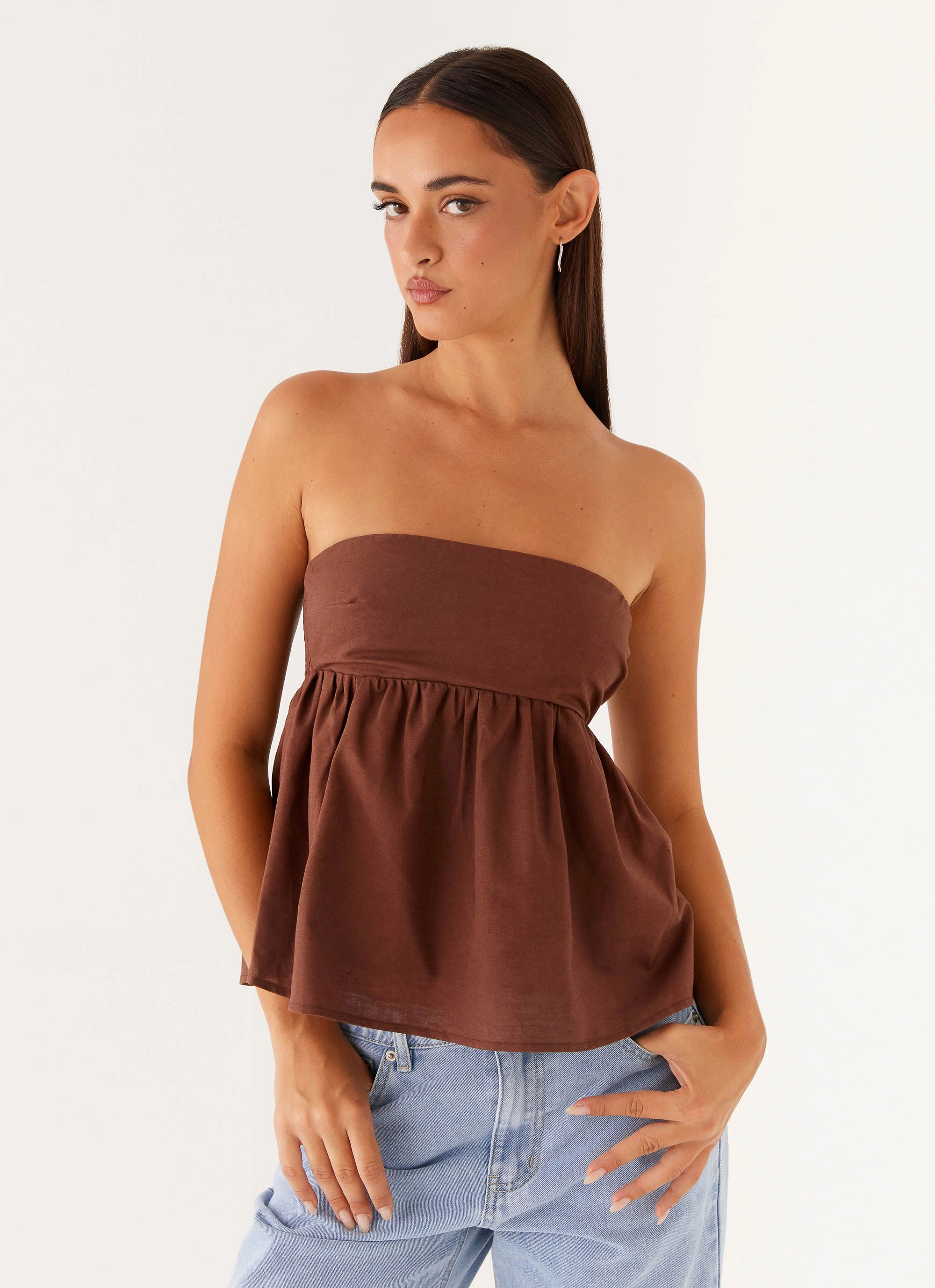 Cassie Tube Top - Chocolate Minimalist Aesthetic