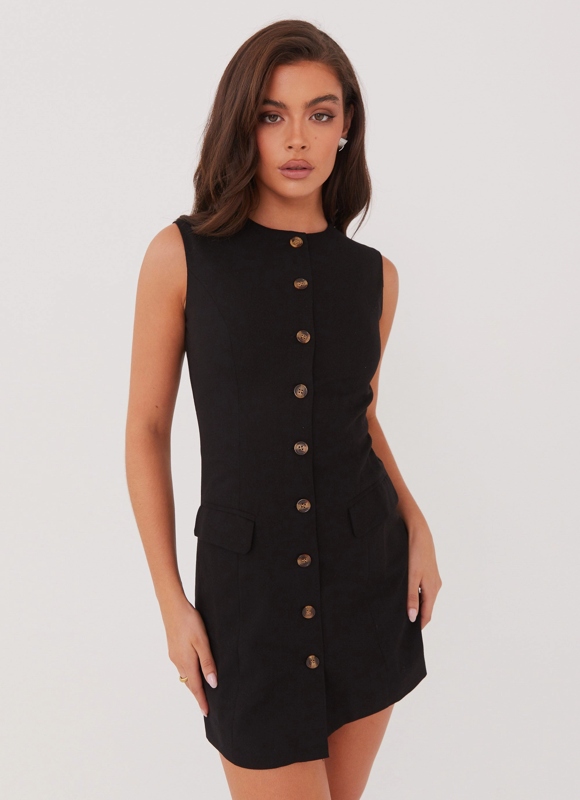 Castello Fiore Linen Mini Dress - Black SeamlessConstruction