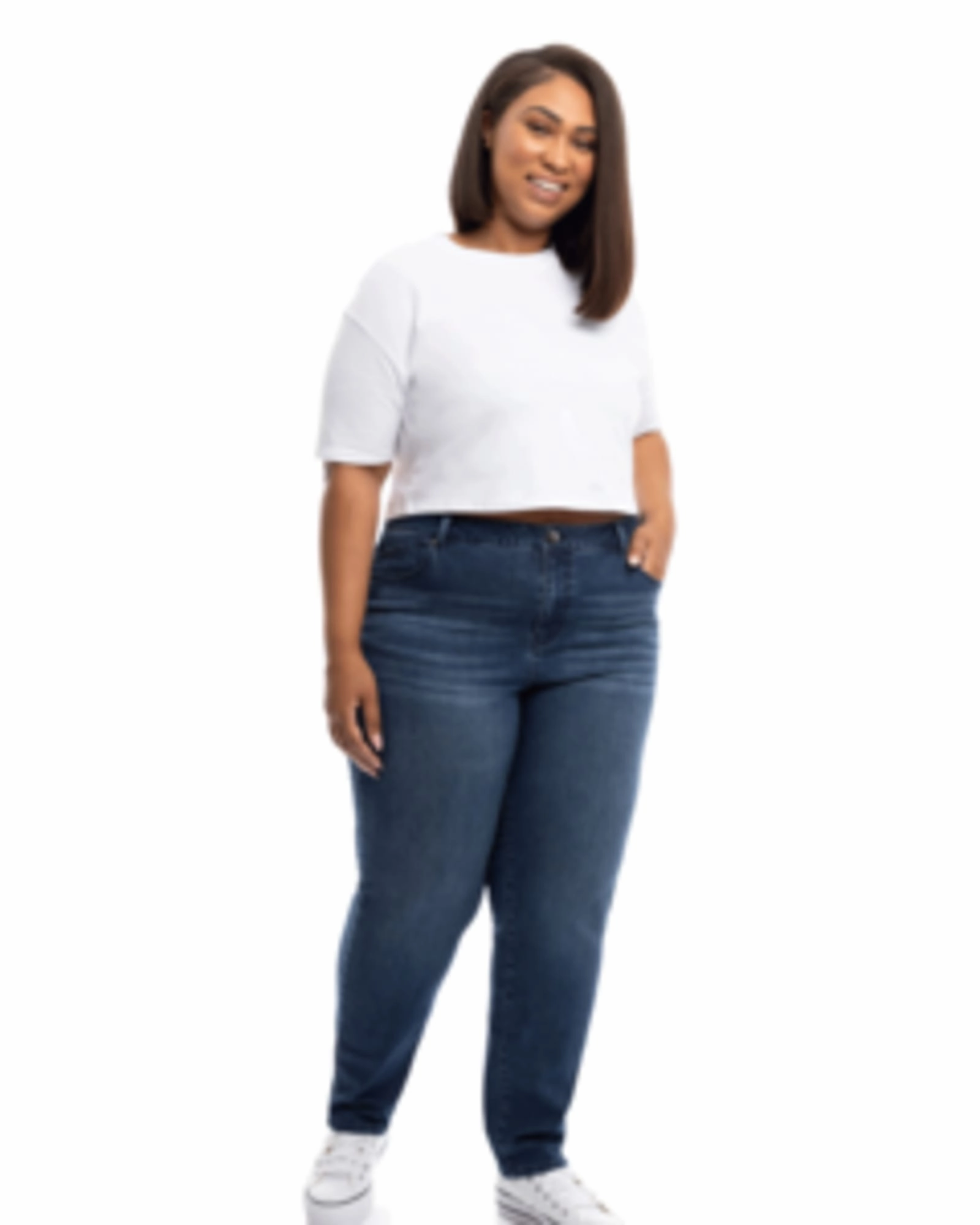 Britt Straight Mid Rise Jean | Grayden Refined Detail Stretch Denim Technology