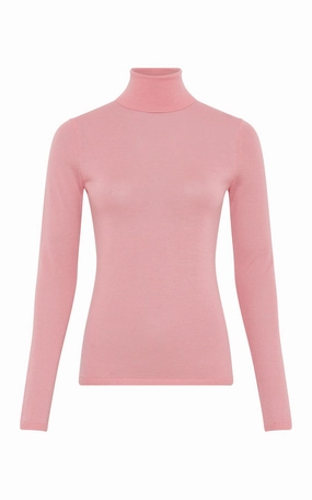 Costa Knit Turtleneck in Rosa Cashmere Silk Soft Apparel Durable Edge Binding