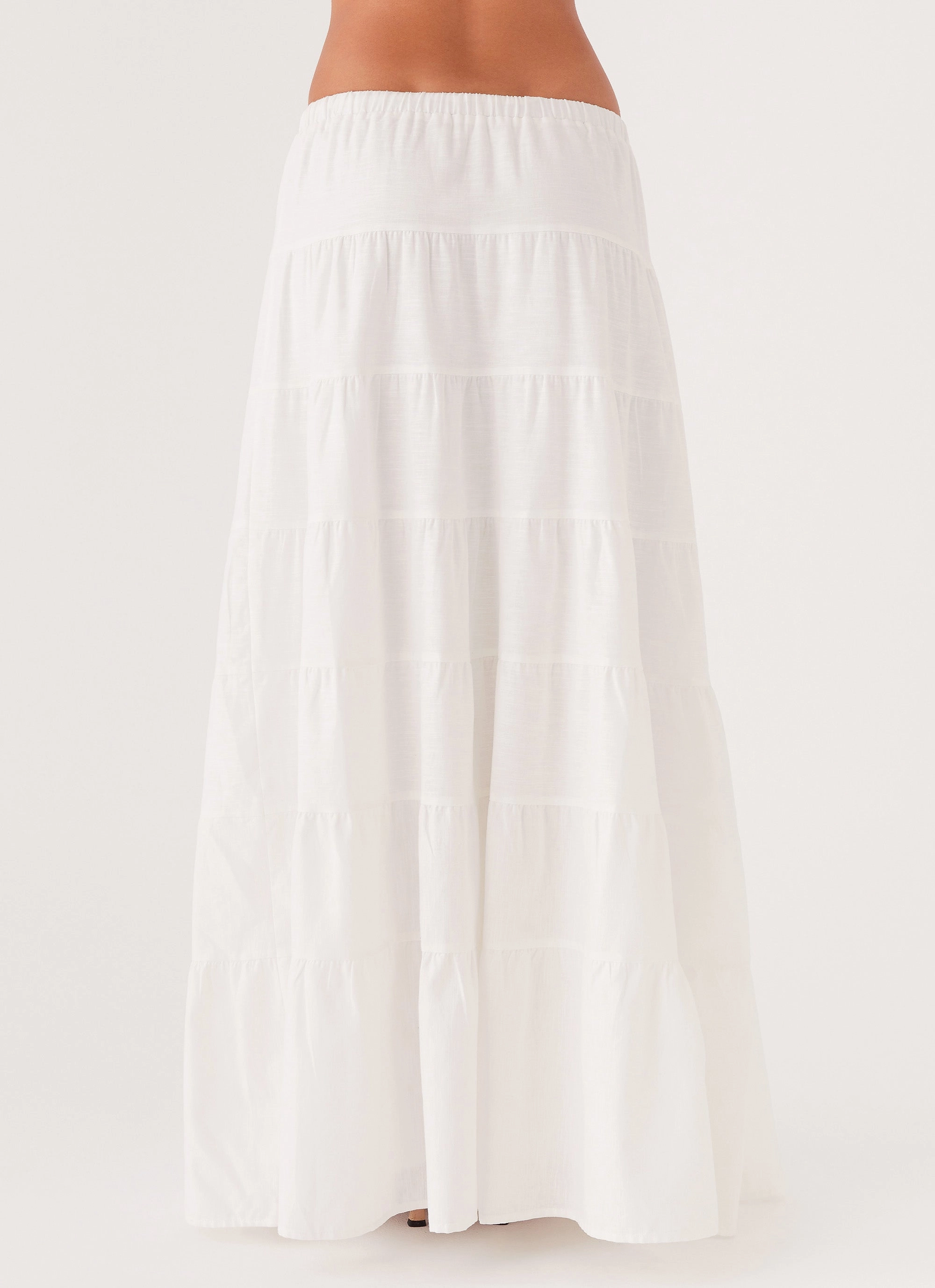 Mariella Linen Maxi Skirt - White Aesthetic Fit