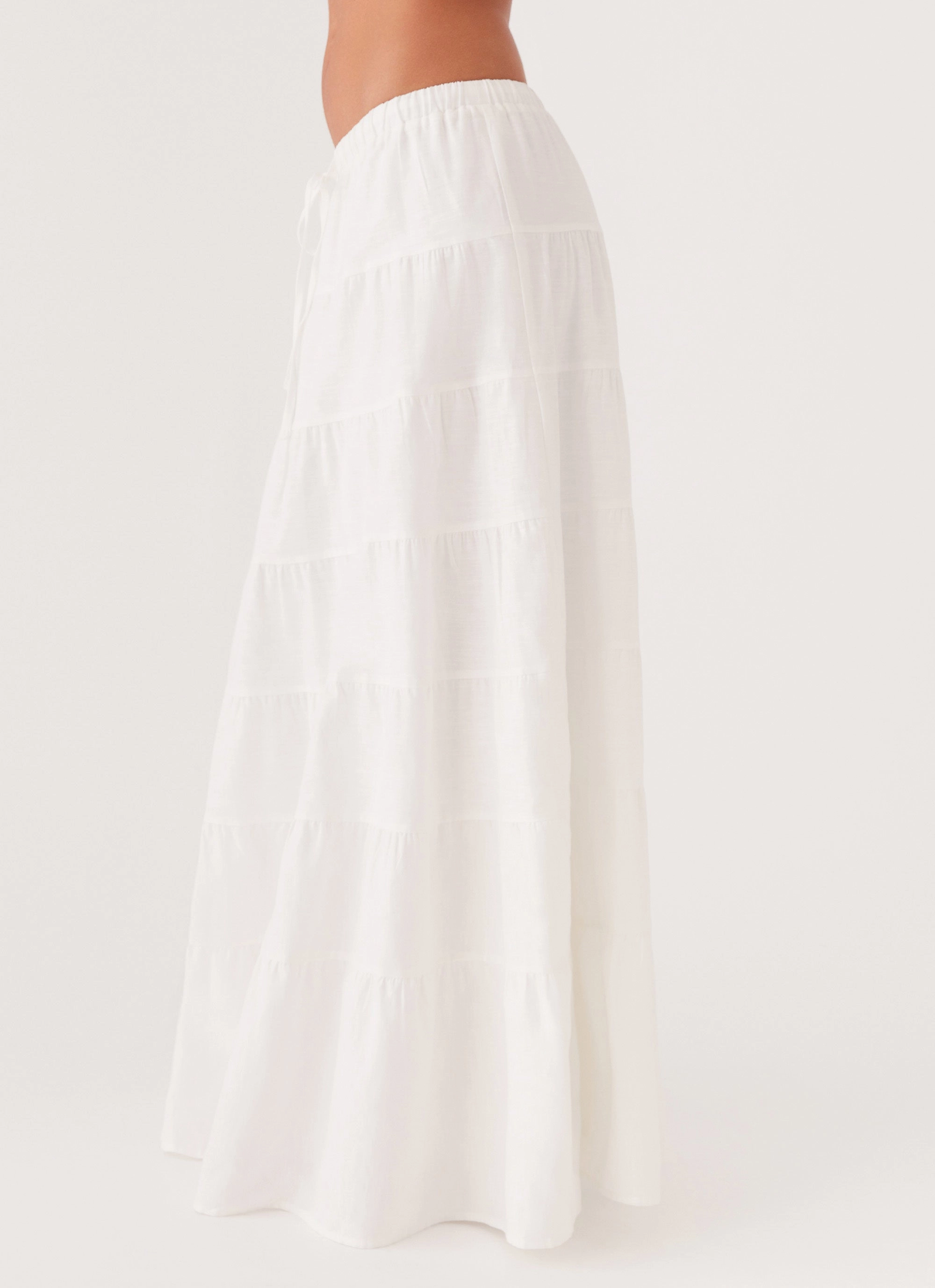 Double Layer Blogger Favorite Mariella Linen Maxi Skirt - White