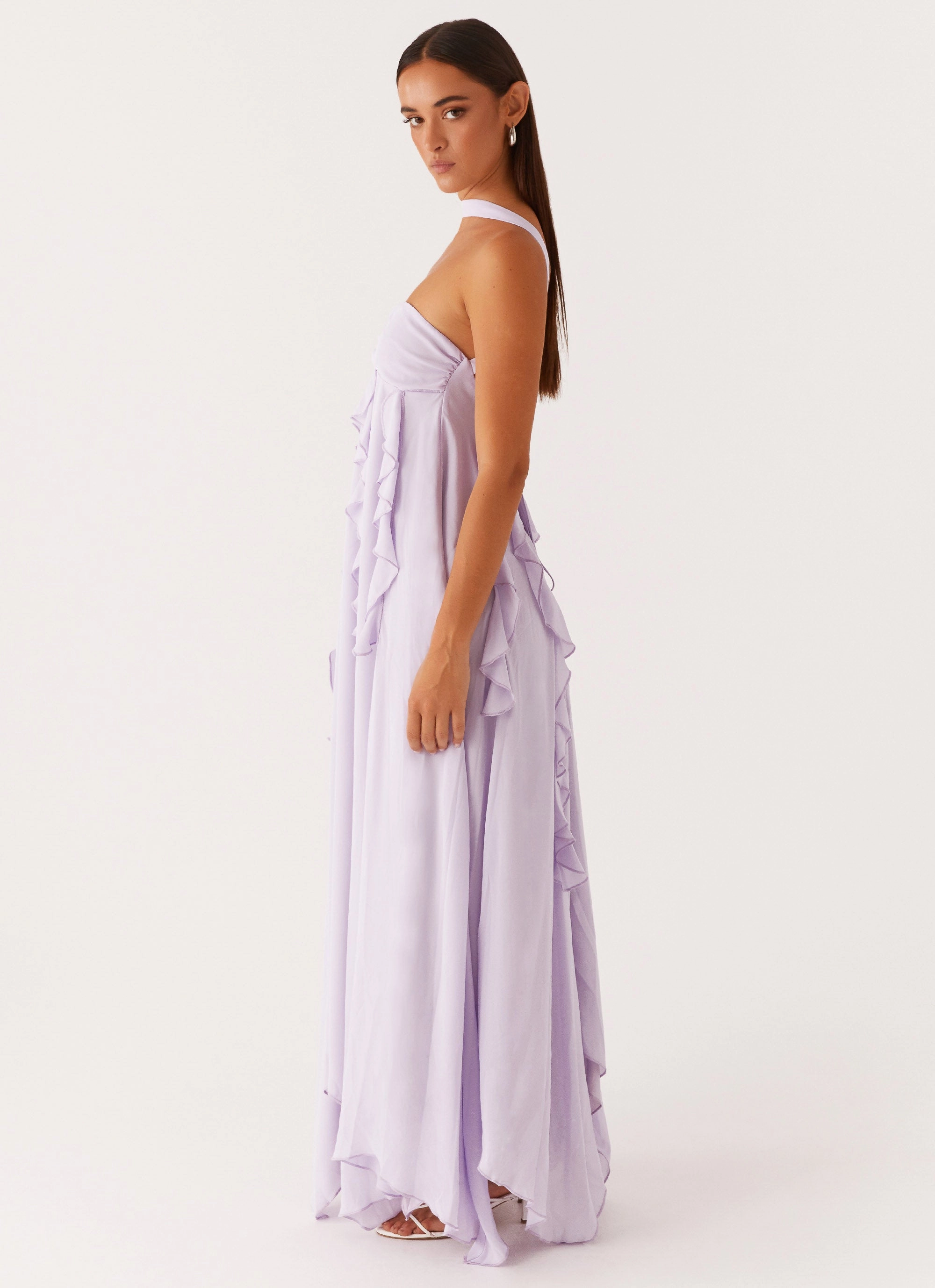 Florence Maxi Dress - Lilac Layered Texture Chilly Day Wear