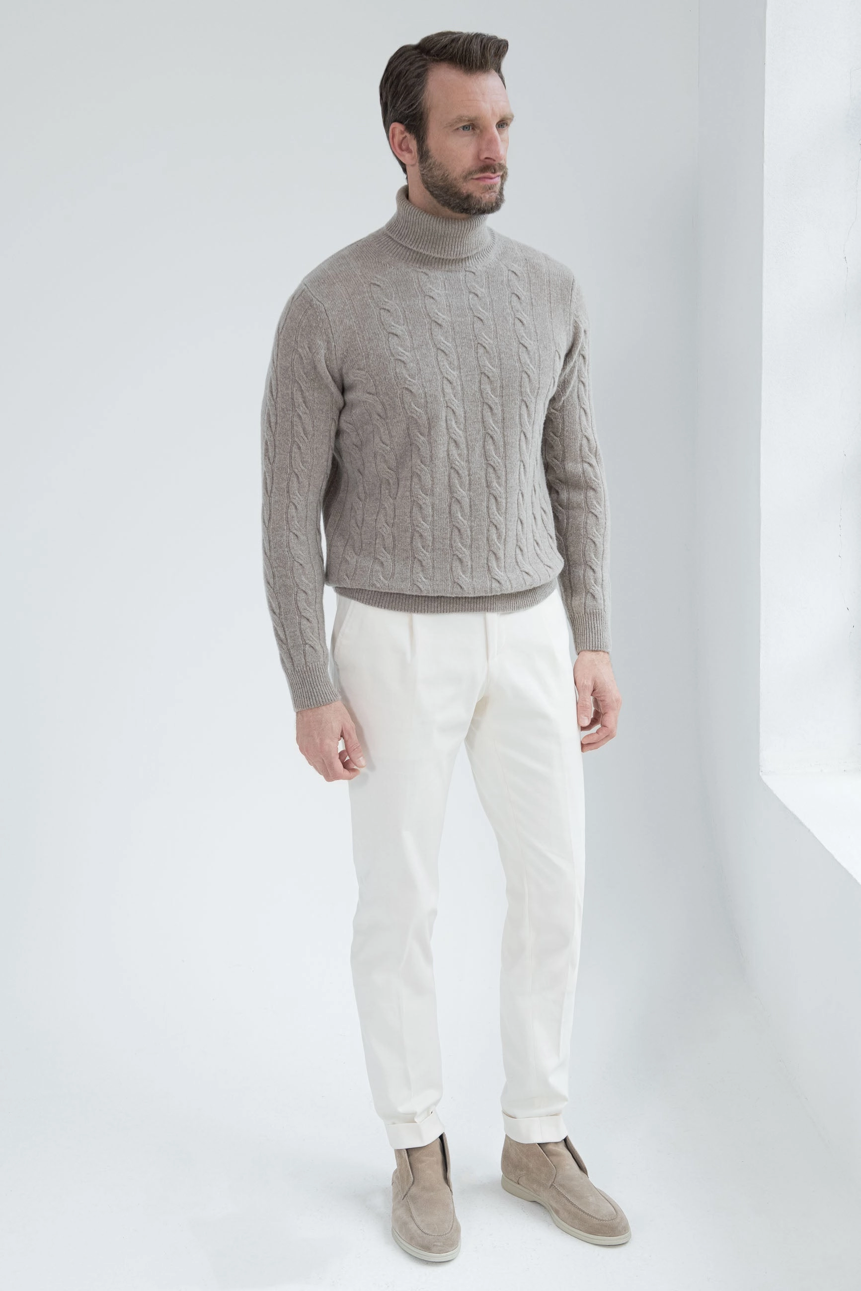 Taupe turtleneck ?C Made in Italy Adjustable Cuff