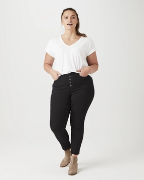 Chill Outfit Streetwear Fan Holiday Vibes Daily Go Cataleya Button-Front Skinny Jean | Black