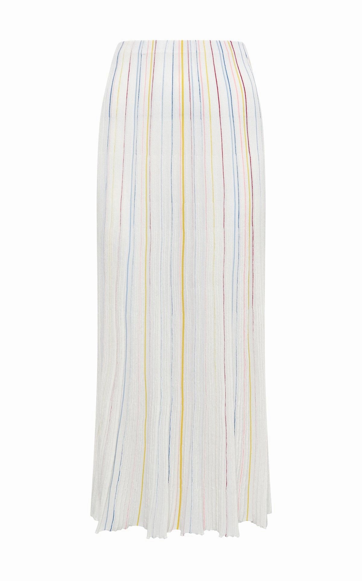 Warm Touch Ventilated Panels Celeano Pinstripe Knit Midi Skirt in Ivory Multi Merino Wool