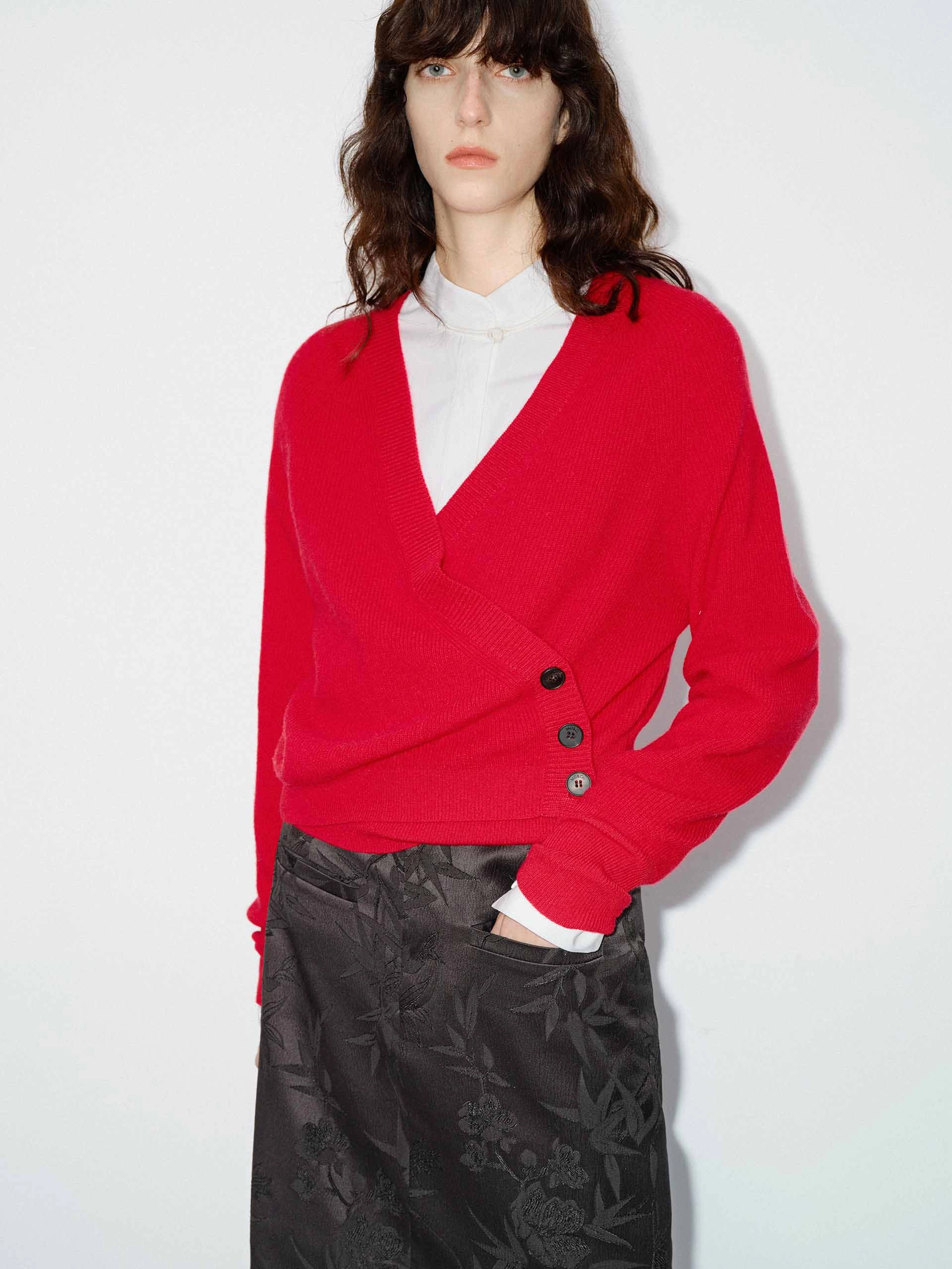 Wrap Detail Wool Sweater AntiStatic Coating Weekend Classic