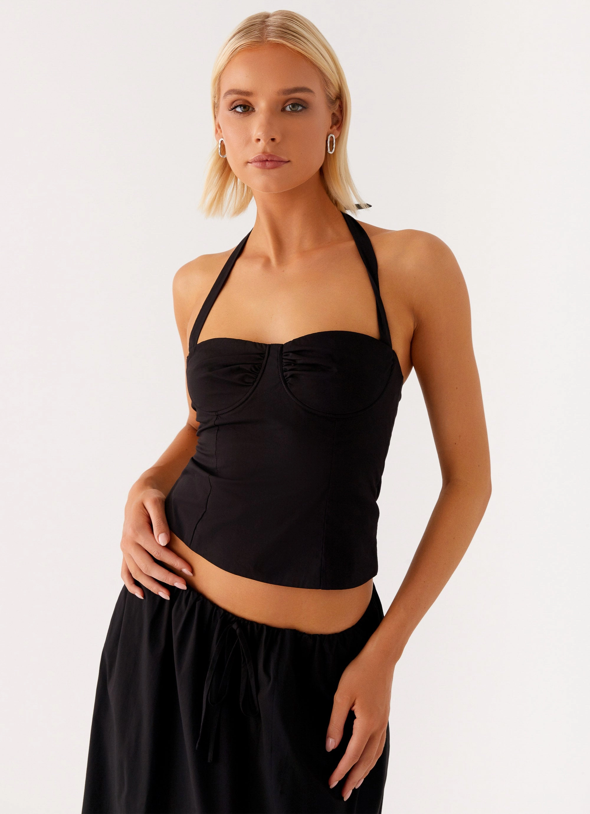 Anti Odor Technology Cheryl Bustier Halter Top - Black