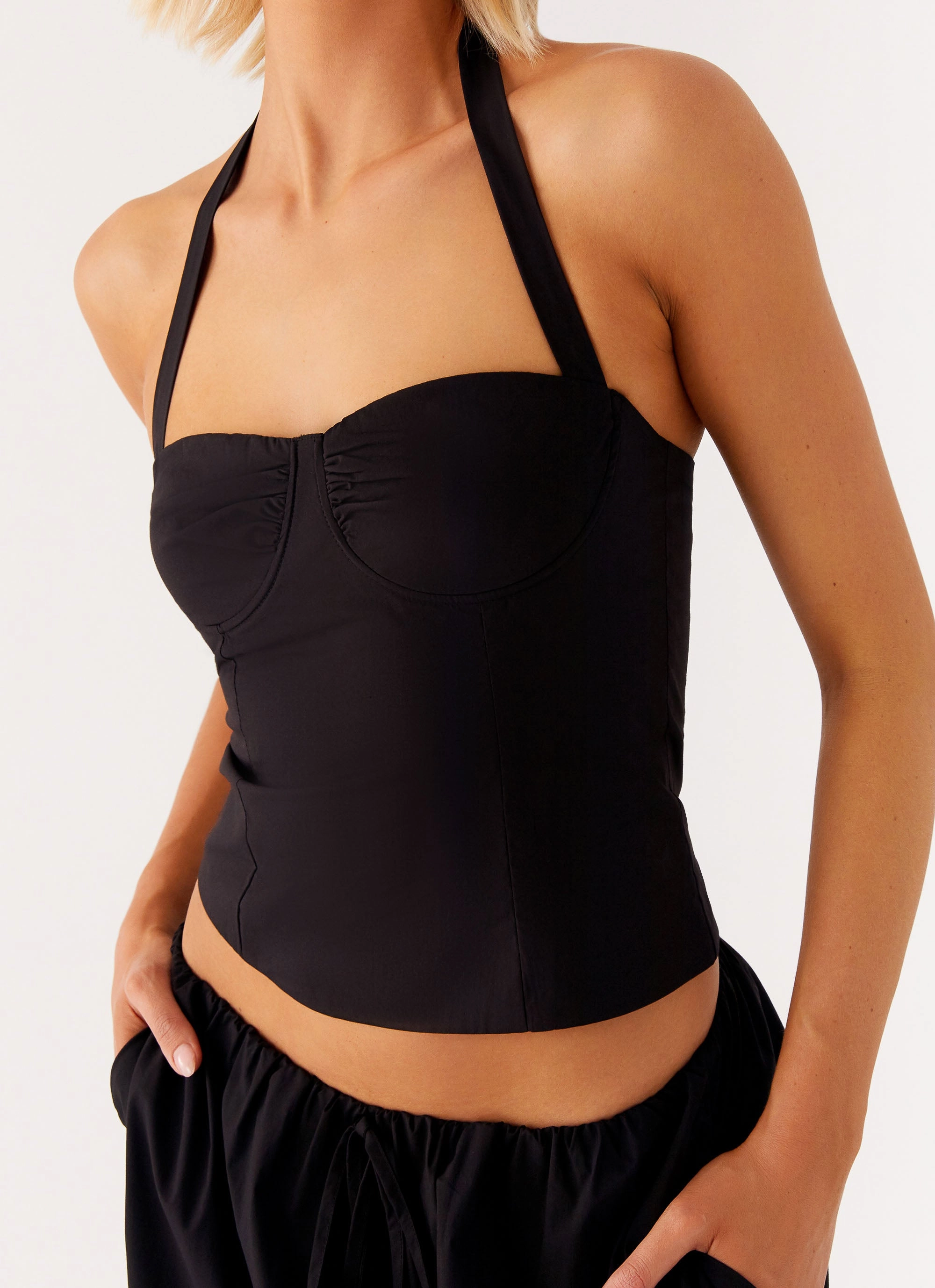 Outdoor Cool high end market users Cheryl Bustier Halter Top - Black