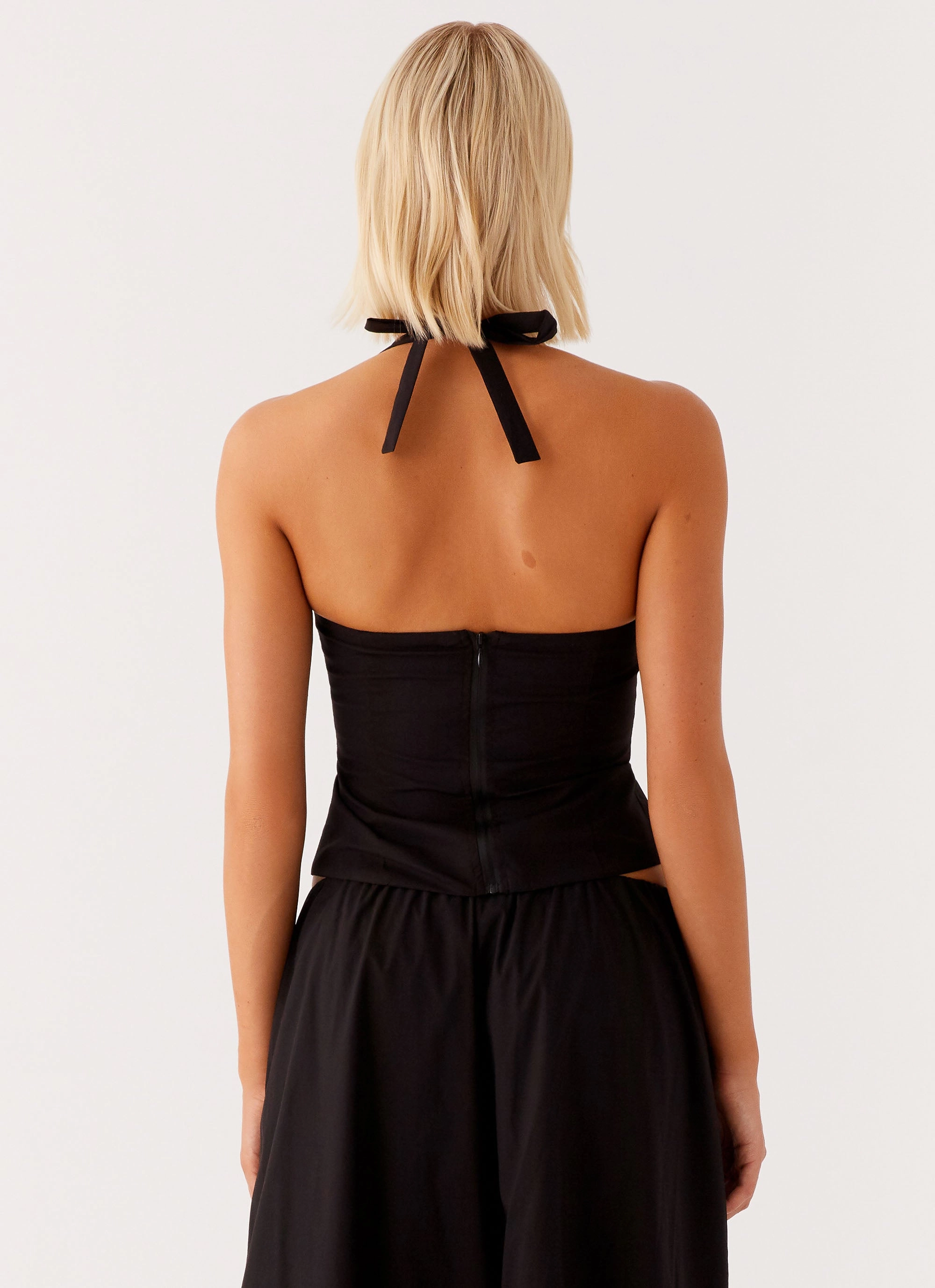 Cheryl Bustier Halter Top - Black Low Bulk Design