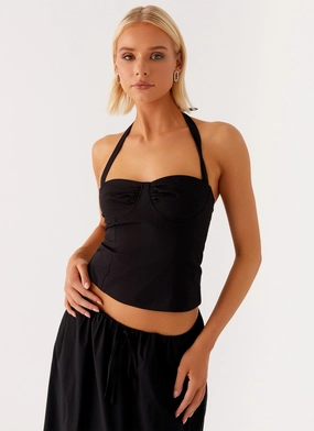 Anti Odor Technology Cheryl Bustier Halter Top - Black