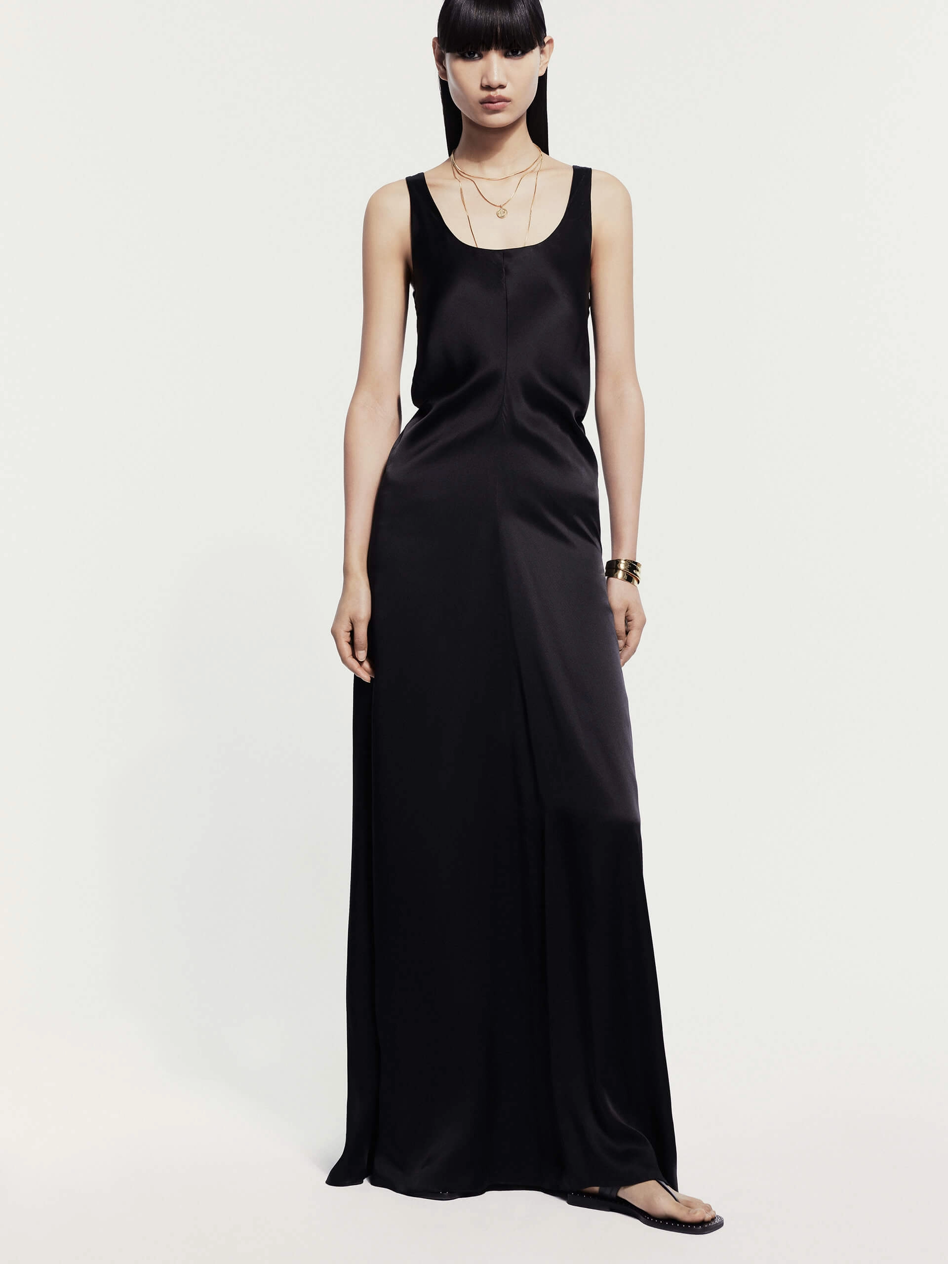 Open Back Silk Dress Contemporary Style Festive Wear