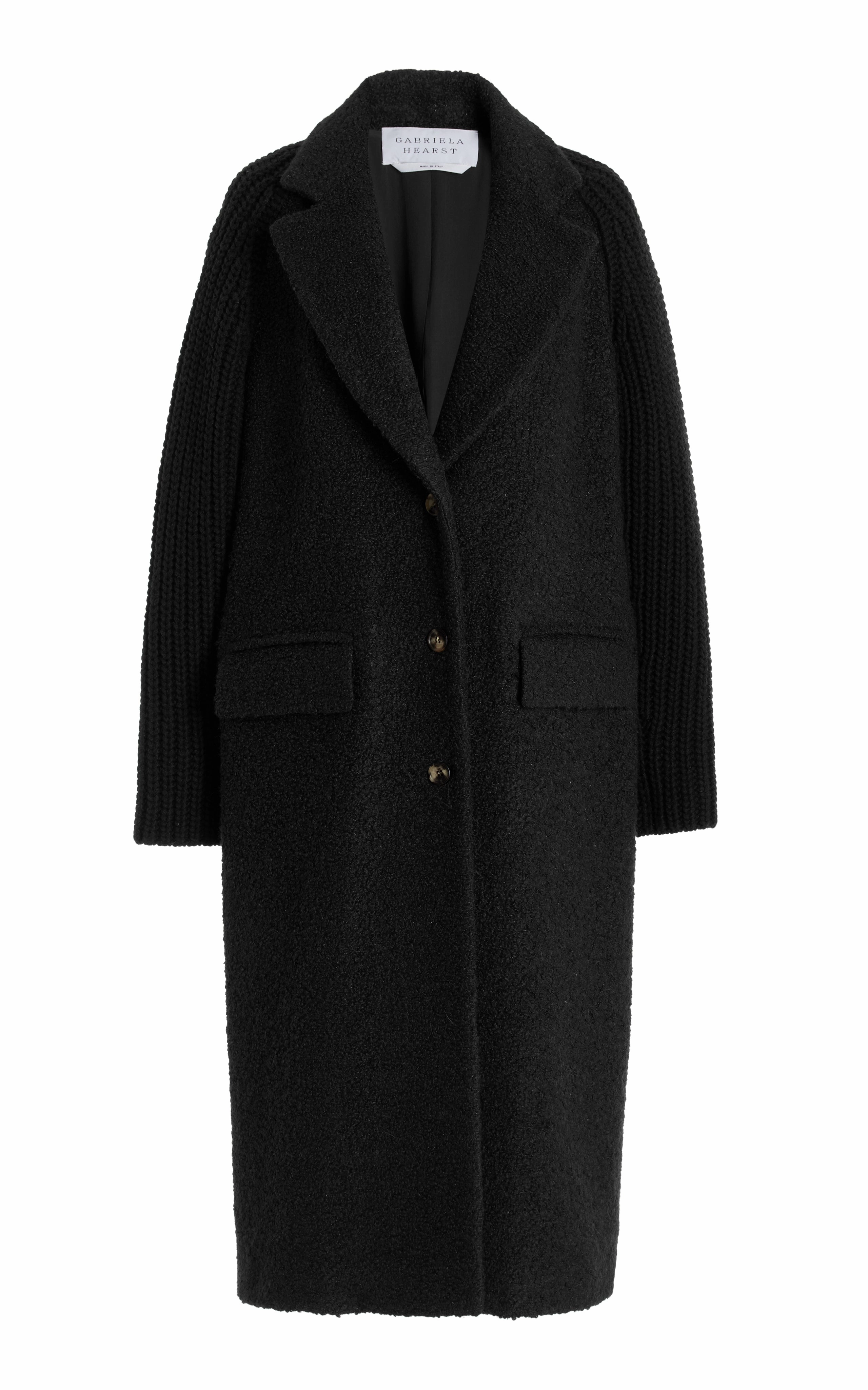 QuickRelease Buckles Packable Technology Charles Coat in Black Recycled Cashmere Boucle