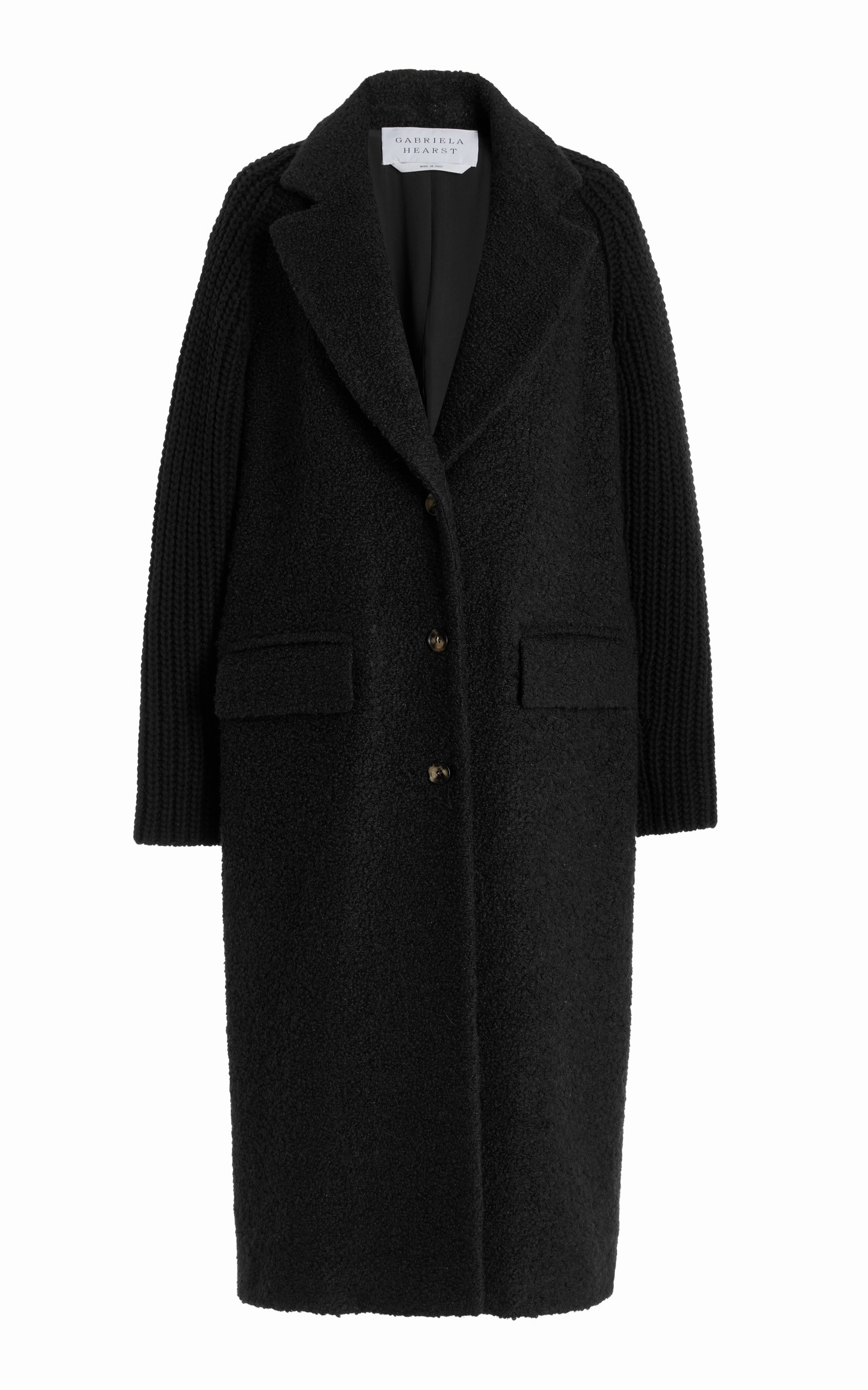 Charles Coat in Black Recycled Cashmere Boucle Climate Adaptive Design