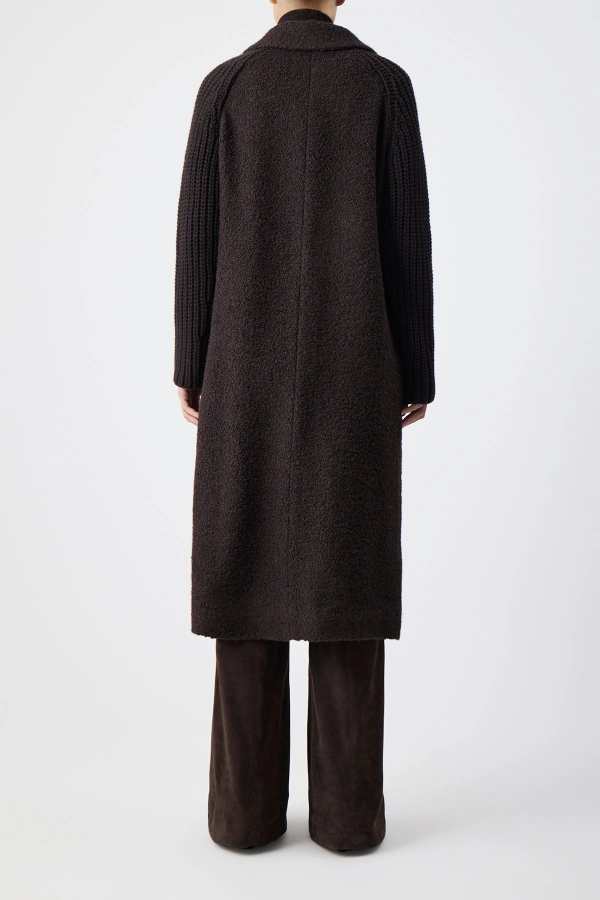 Charles Coat in Chocolate Recycled Cashmere Boucle Primaloft Insulation
