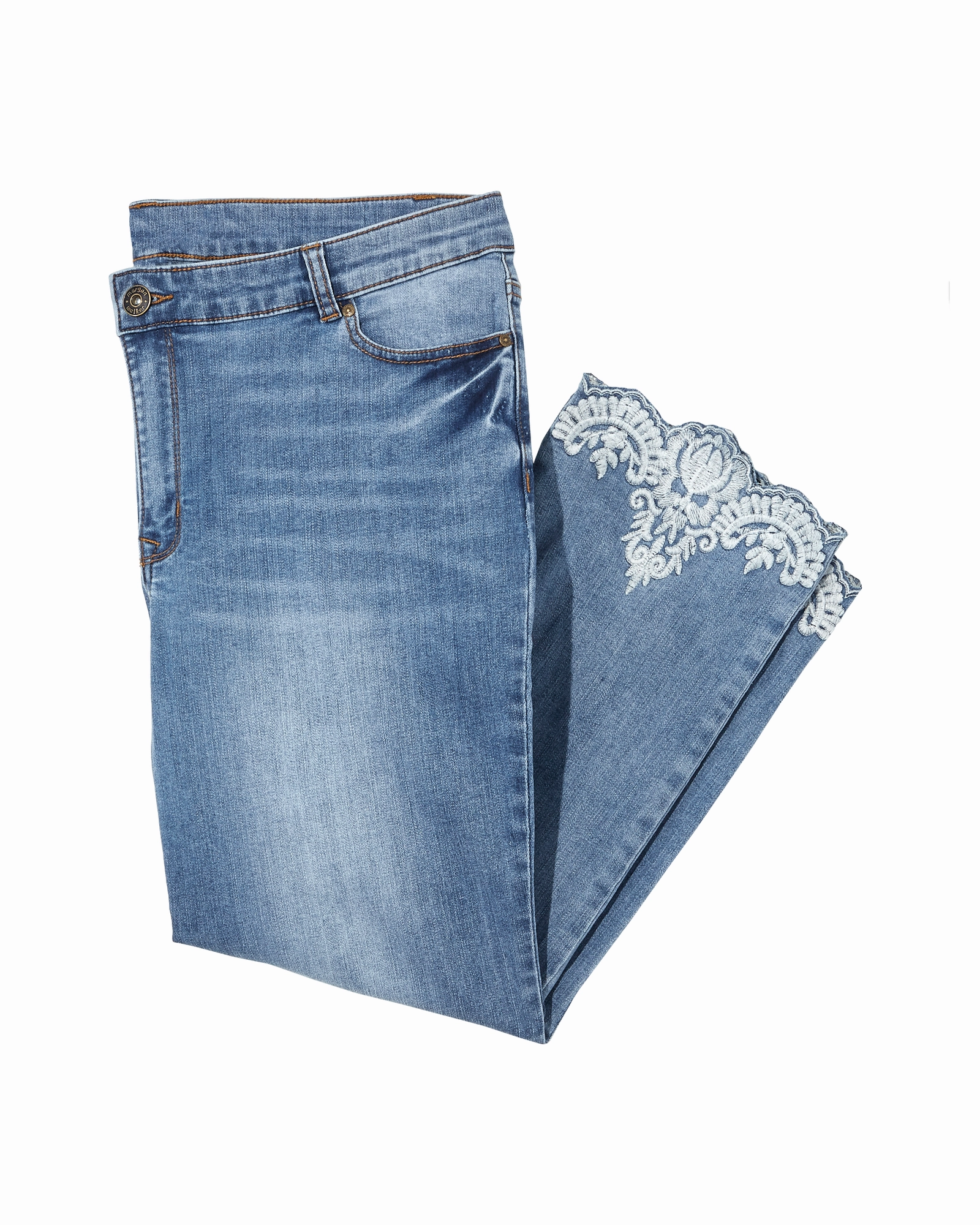 Chauncey Embroidered Slim Leg Jean | Light Wash Fit Ready All Use Wear