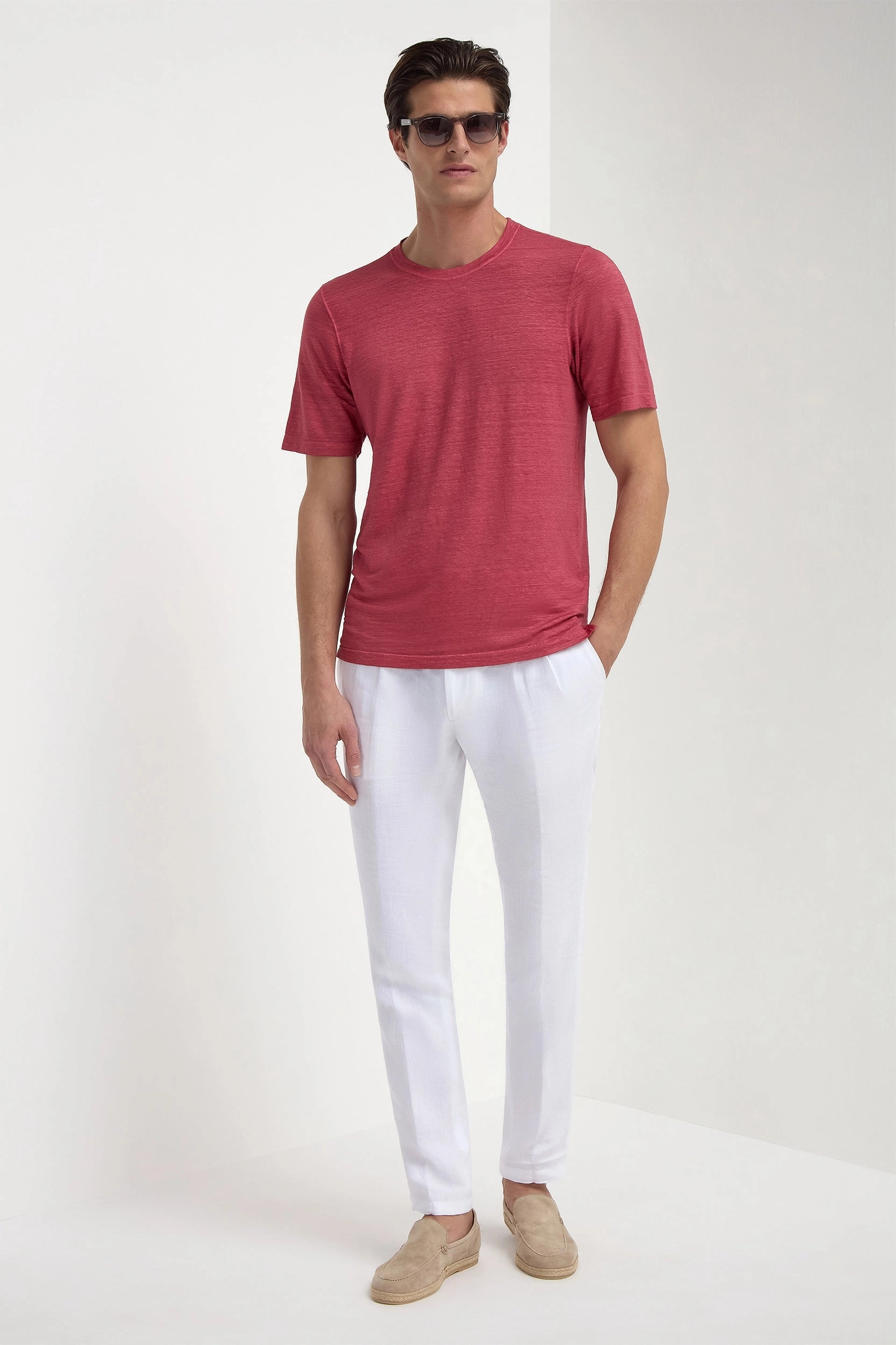 Cherry linen t-shirt - Made in Italy Winter Days Relaxed Warmth