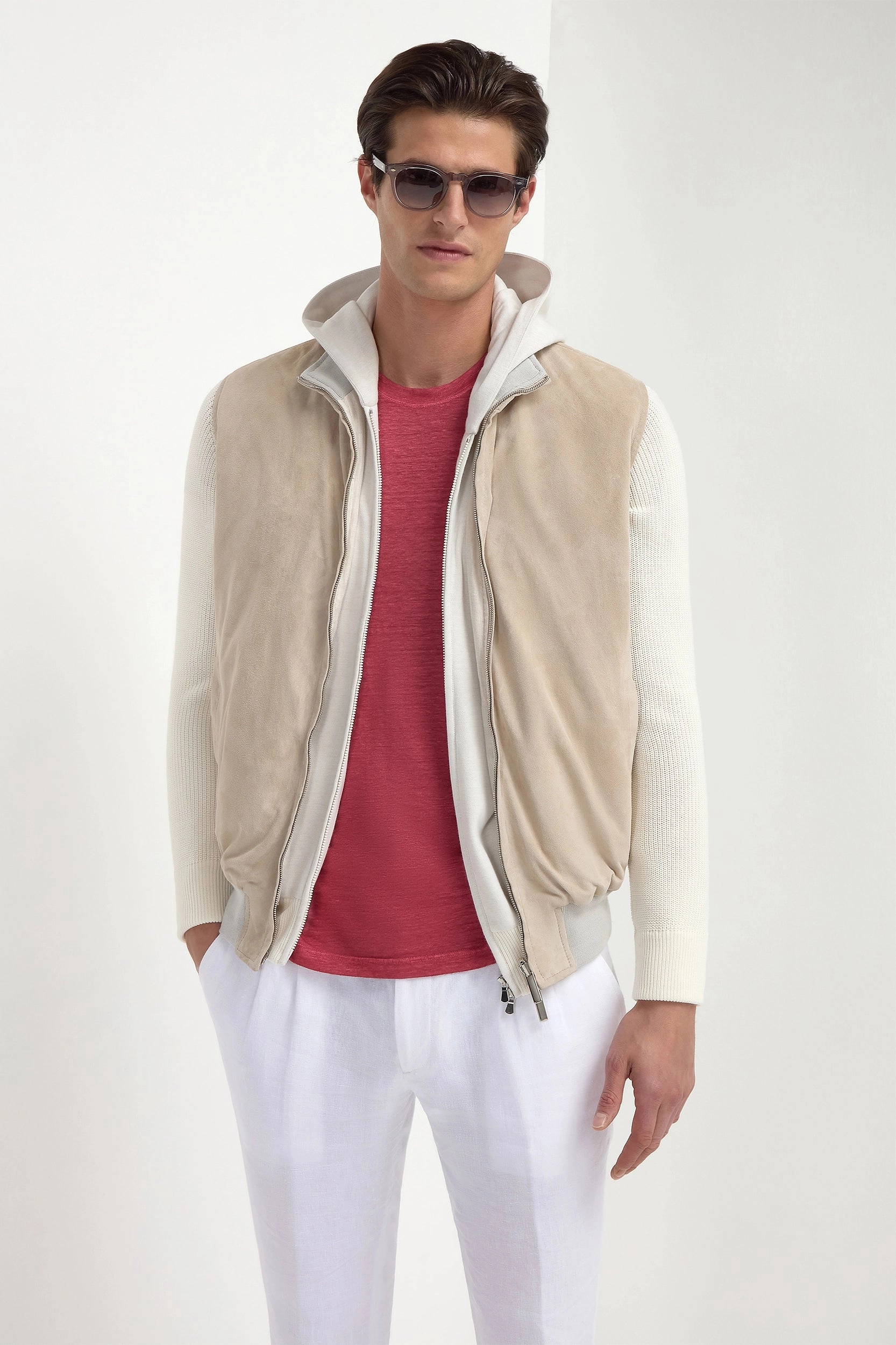 Double Layered Design Cherry linen t-shirt - Made in Italy