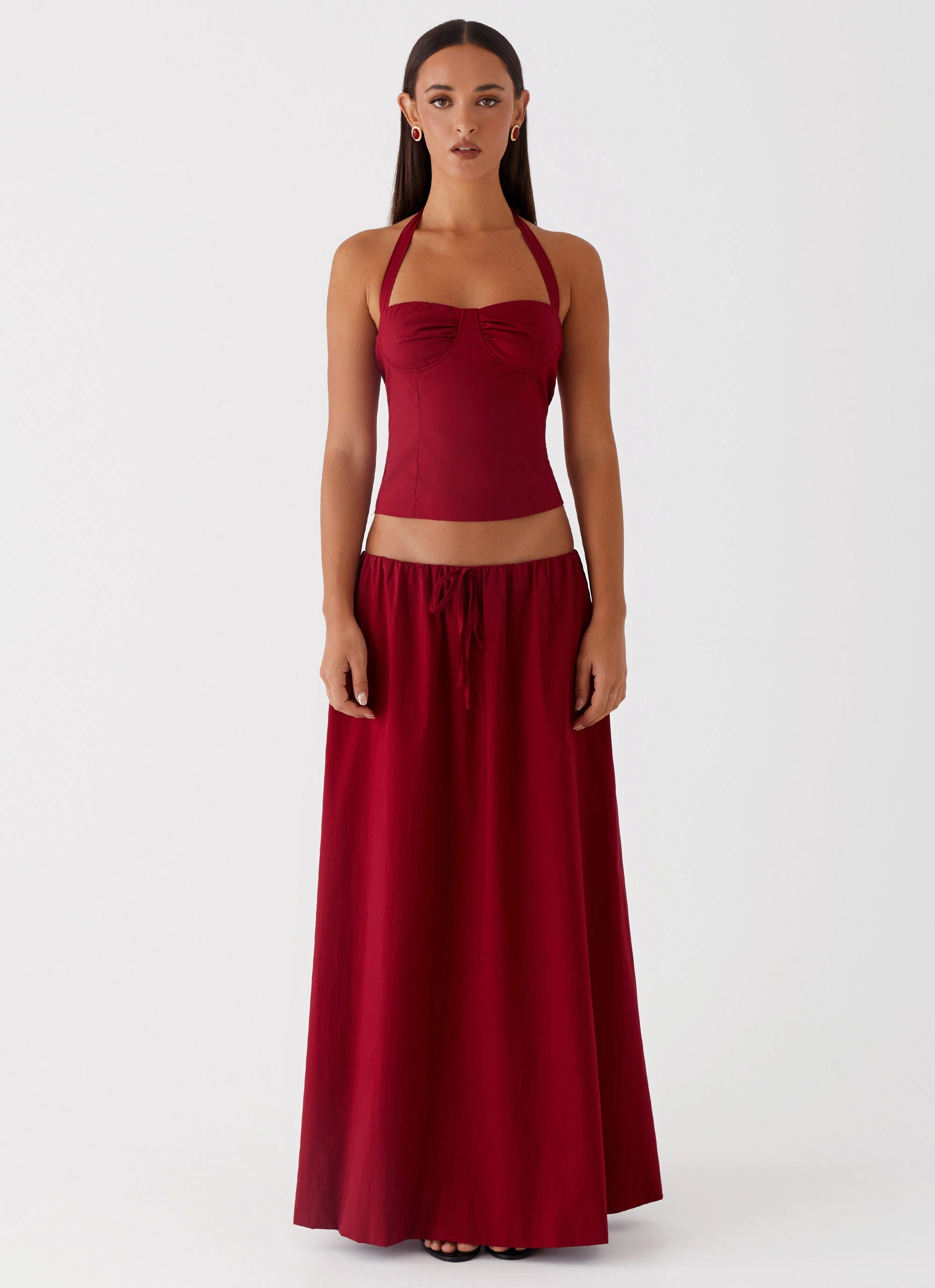 Cheryl Maxi Skirt - Cherry Red Mood Outfitboard Mall Brand Look