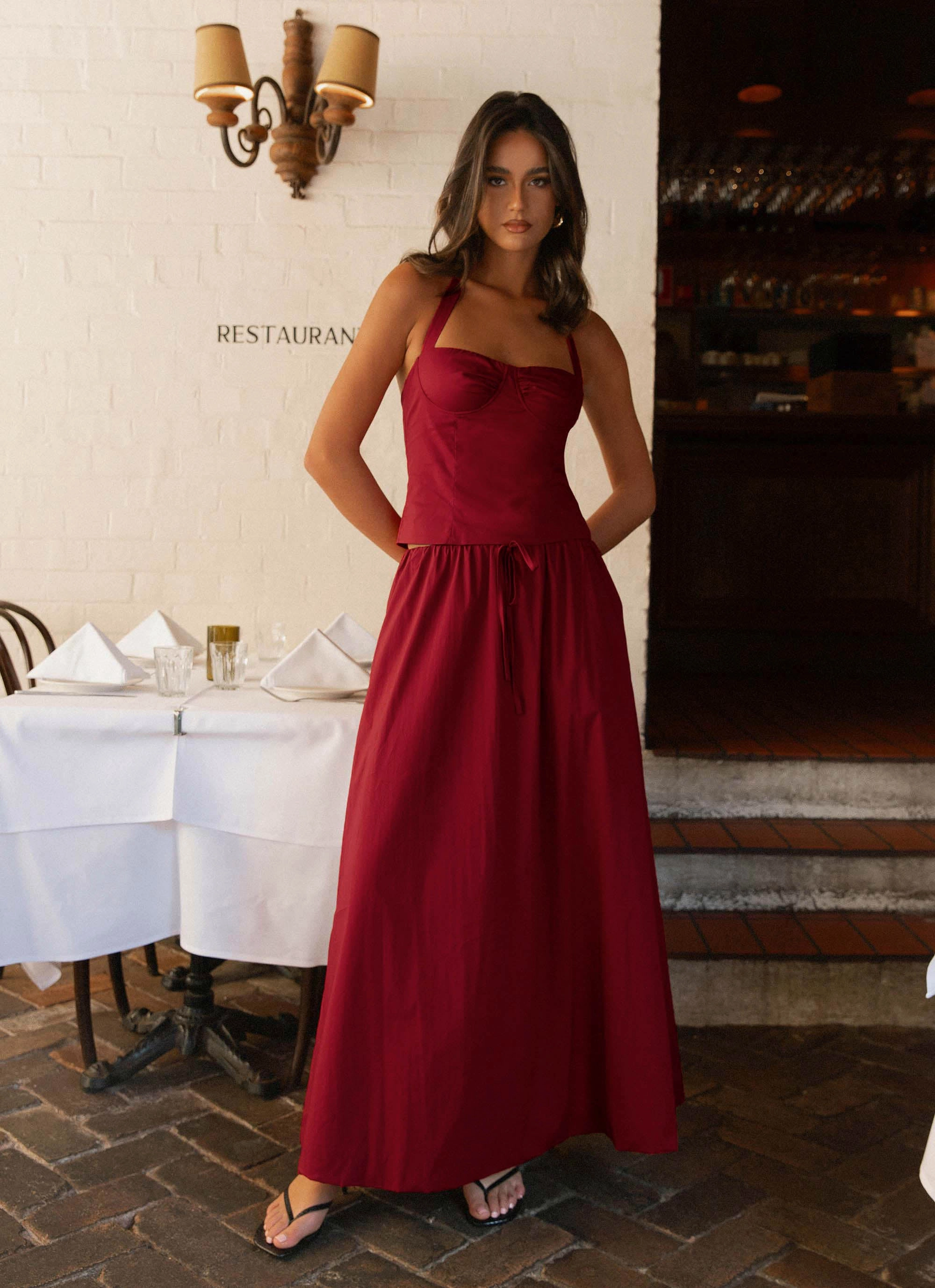 Invisible Seams Cheryl Maxi Skirt - Cherry Red