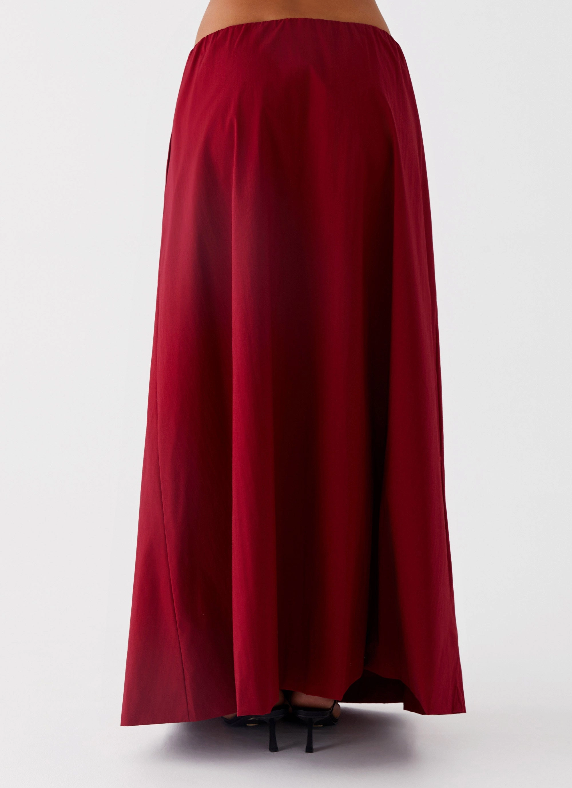 Cheryl Maxi Skirt - Cherry Red Hip Skimming Clean Aesthetic