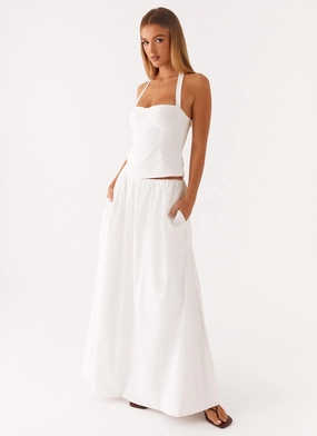 Cheryl Maxi Skirt - White Smooth Cut Outfit Mood