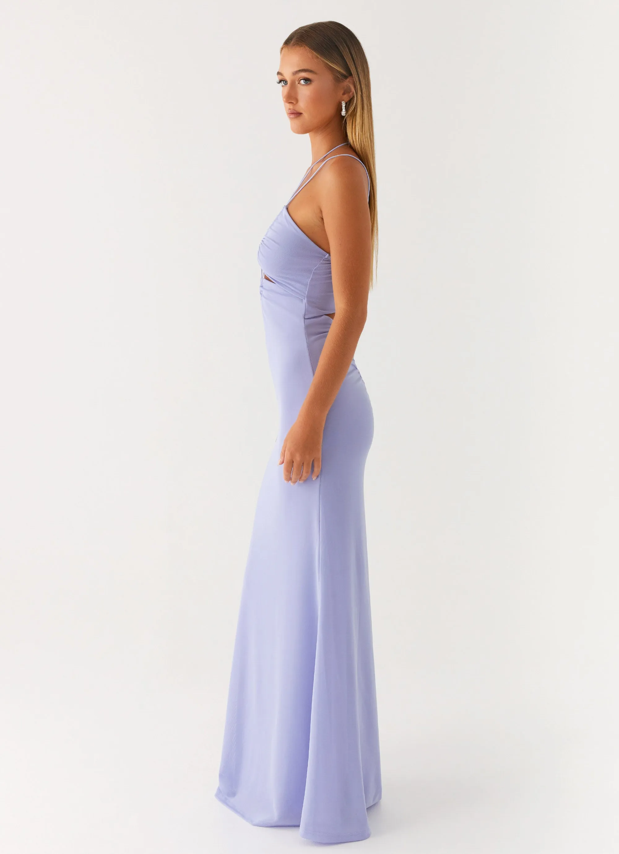 Roberta Maxi Dress - Heather Blue Raw-Hem