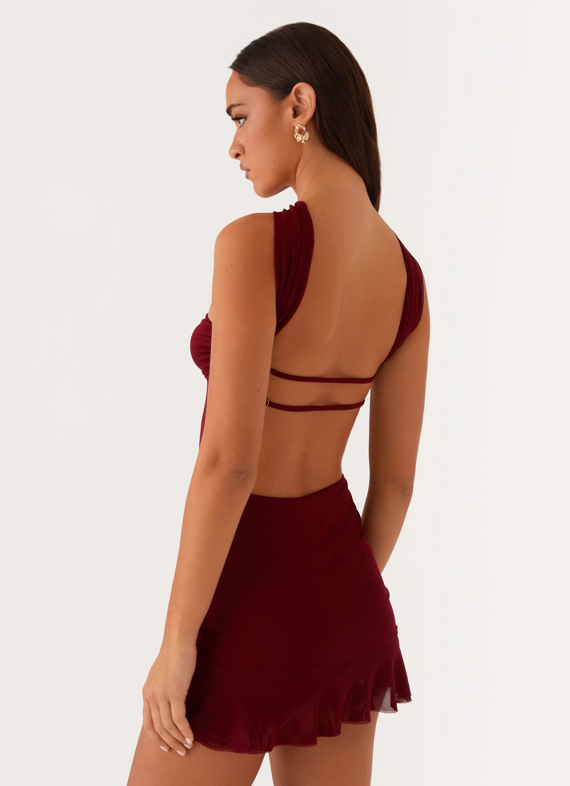 Tailored Wear Comfy Design Pari Open Back Mini Dress - Mulberry